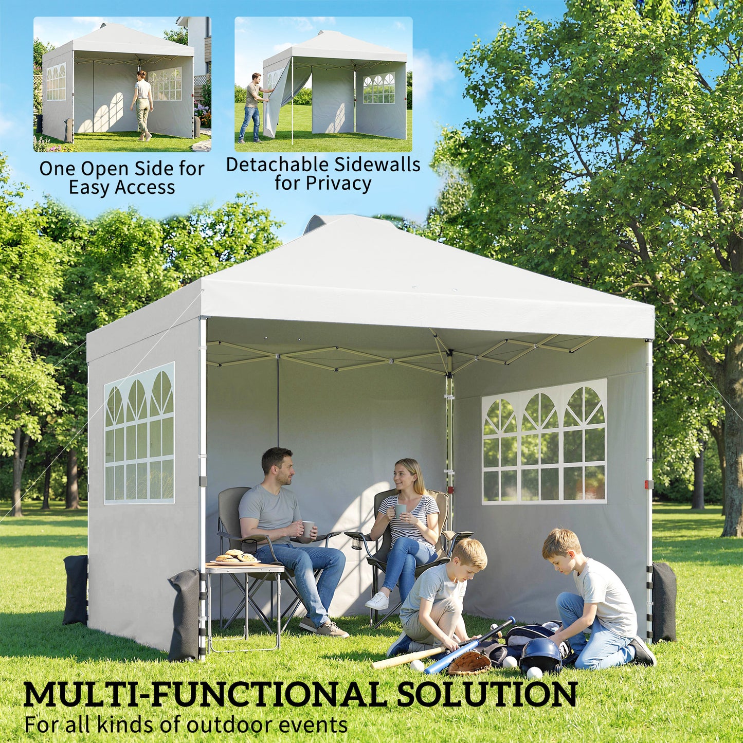 Pop Up Gazebo Waterproof Height Adjustable Canopy