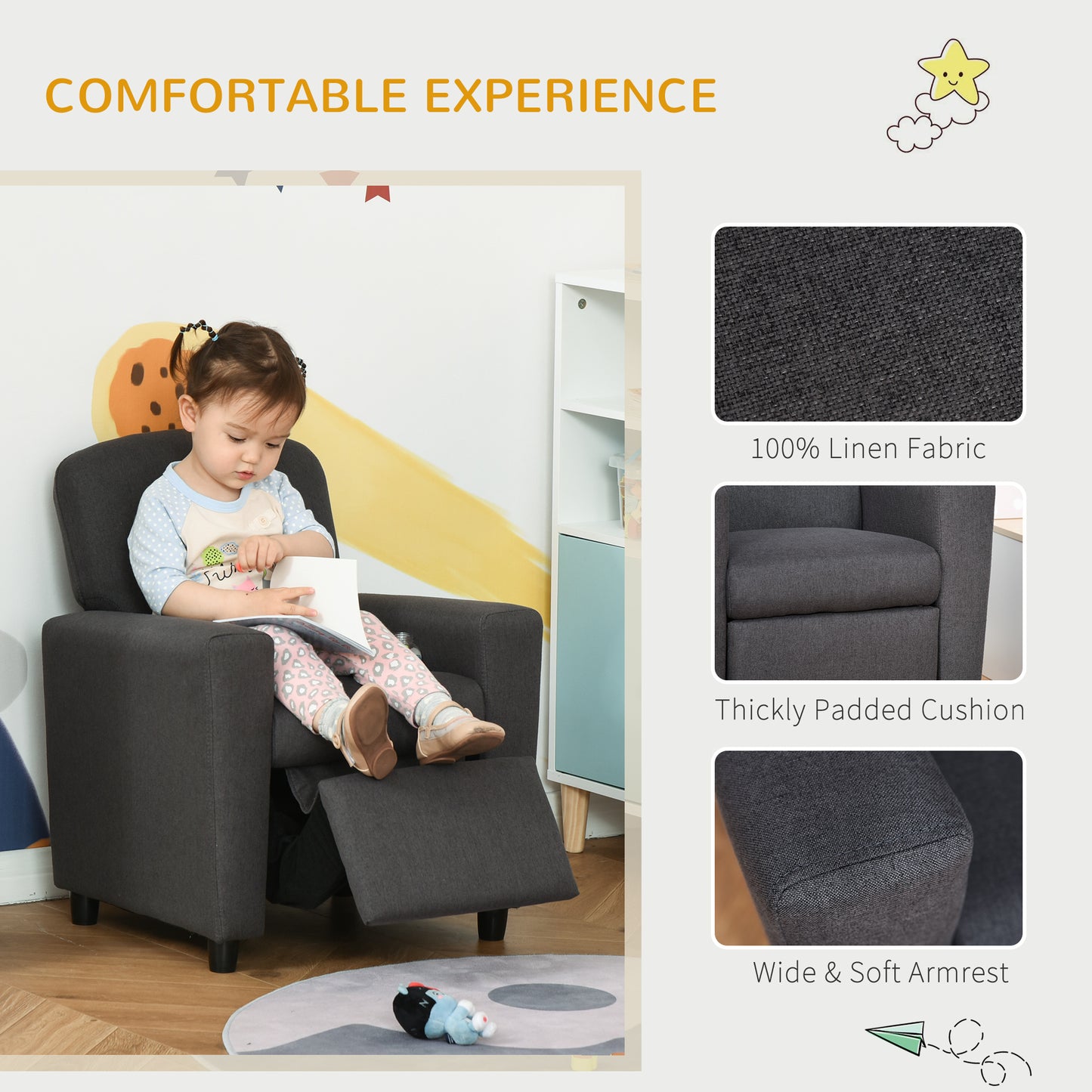 2 in 1 design Kids Sofa Armchair with Footrest