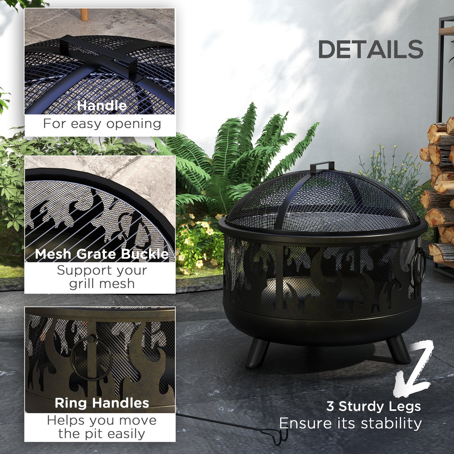 Steel Fire Pit BBQ, with Poker