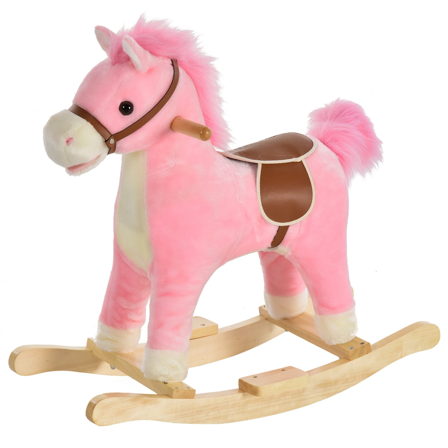 Kids Plush Rocking Horse w/ Sound Moving Mouth Wagging Tail