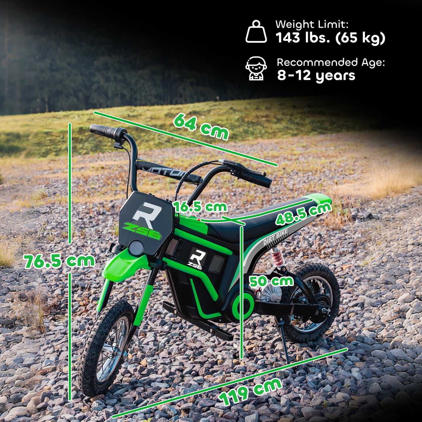 24V Electric Motorbike with Twist Grip Throttle, Music, Horn