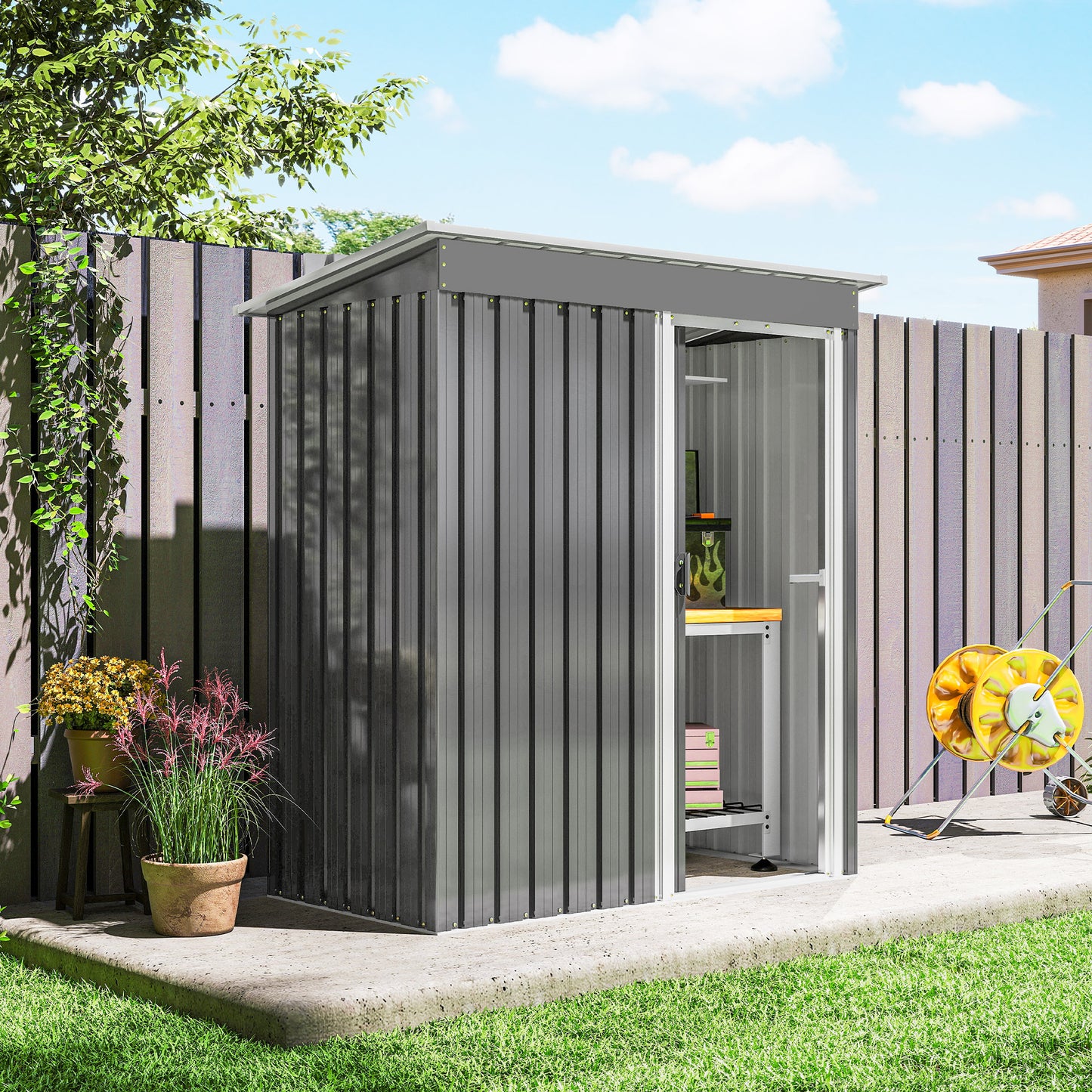 5 x 3ft Garden Storage Shed with Sliding Door