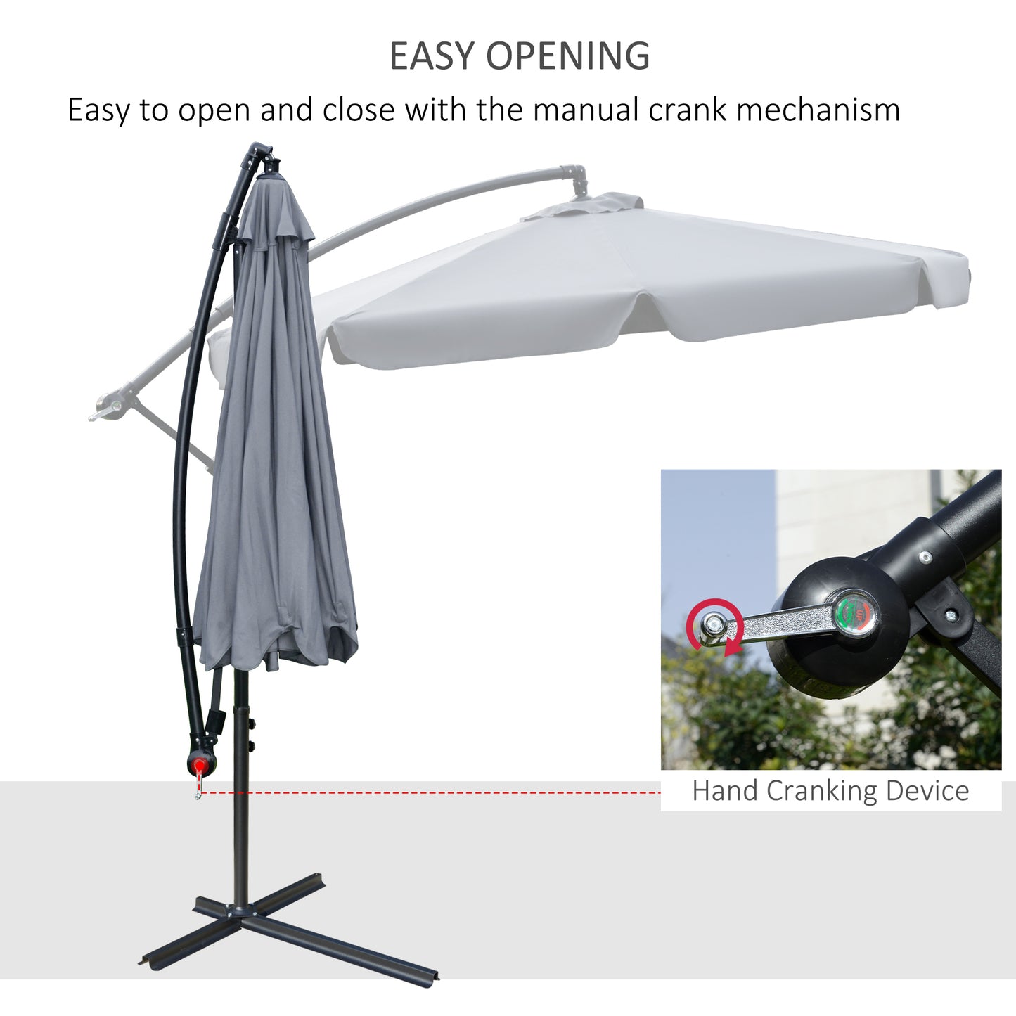 2.7m Garden Banana Parasol Cantilever Umbrella with Crank Handle