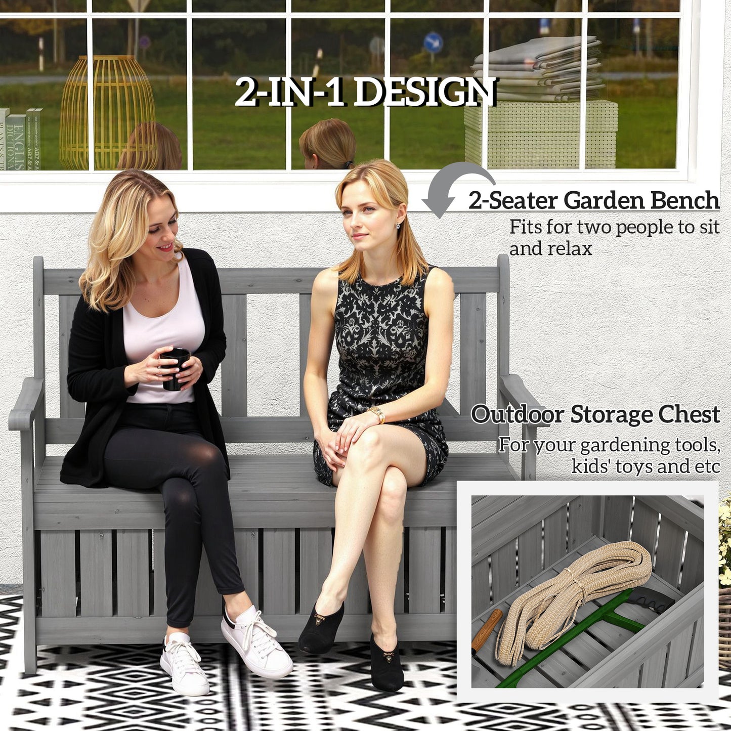 2-Seater Garden Storage Bench