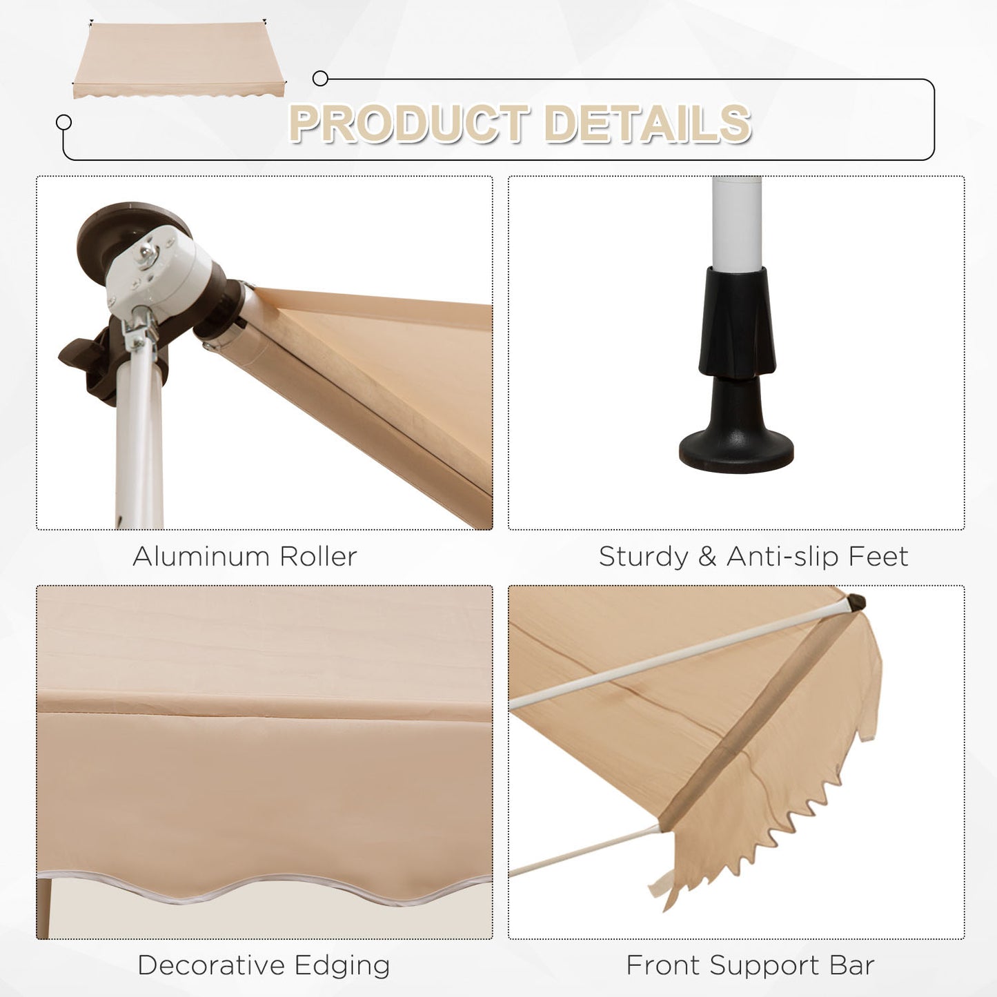 3x1.5m  Adjustable Outdoor Aluminium Frame Awning