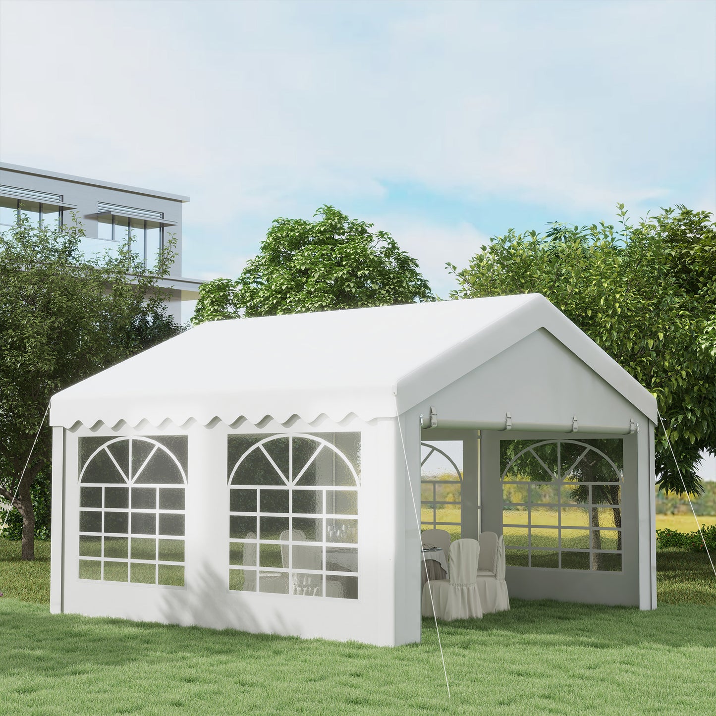 4m x 4m Marquee Party Tent, Heavy Duty Wedding Canopy with Sidewalls