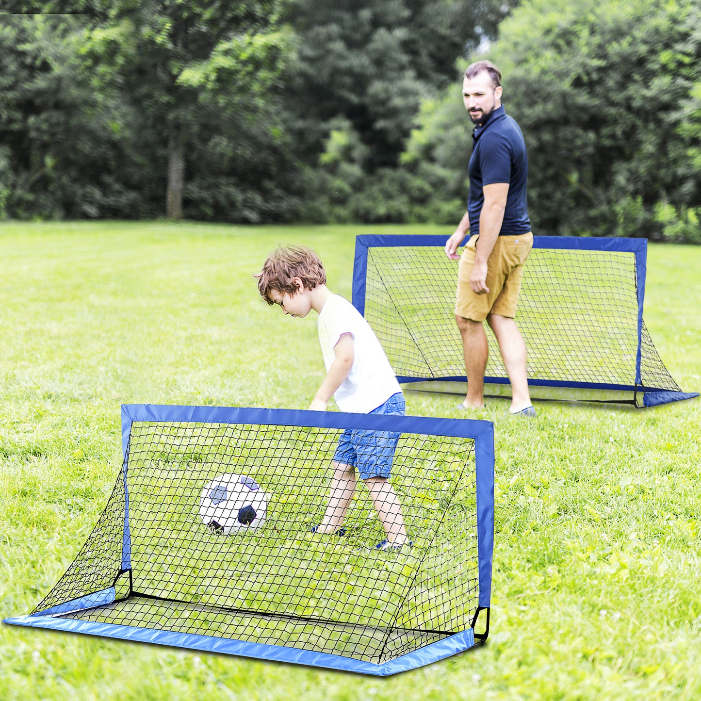 Set of 2 Football Goal Net 6 x 3 ft Foldable Outdoor Sport Training