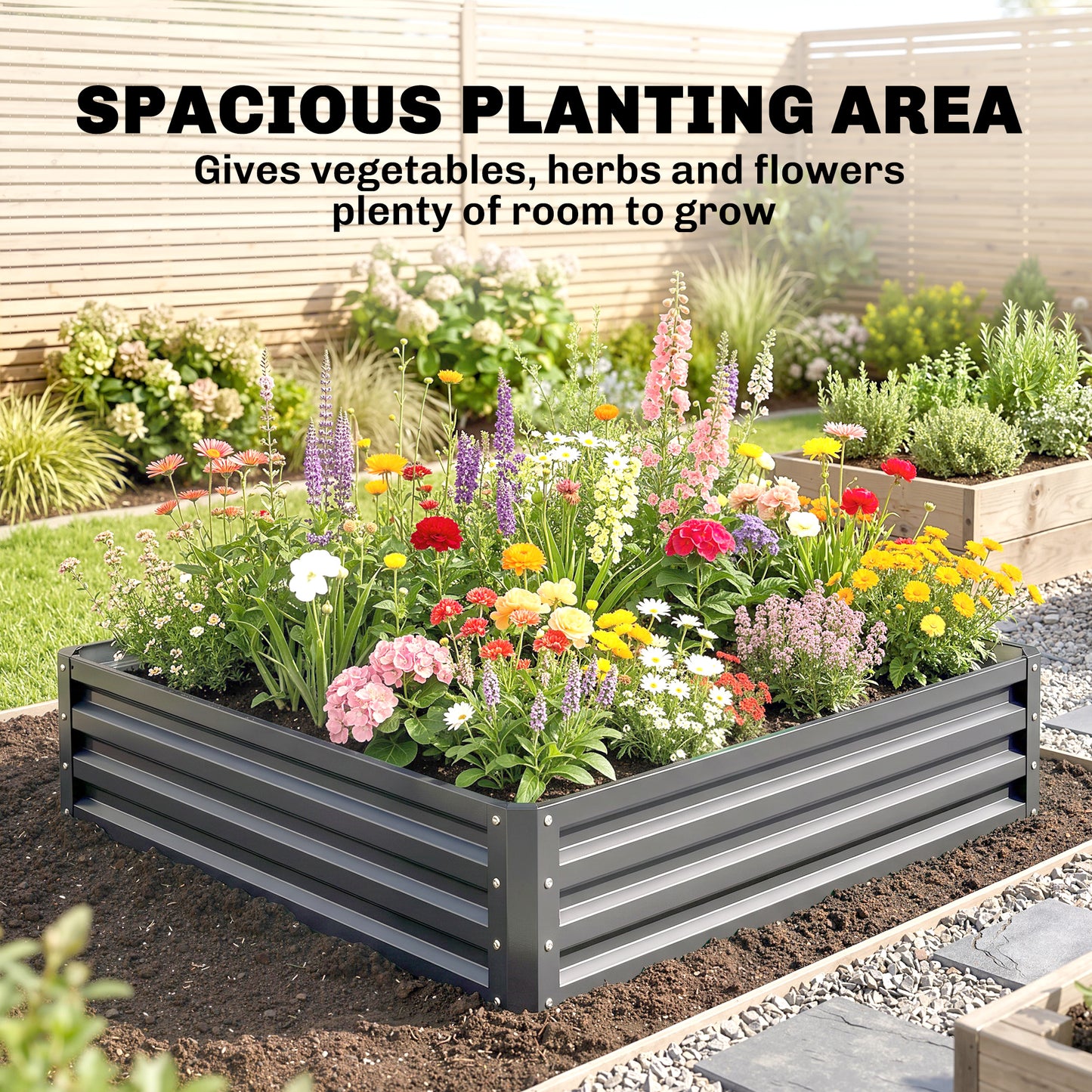 432L Square Raised Garden Bed Box Steel Frame for Vegetables