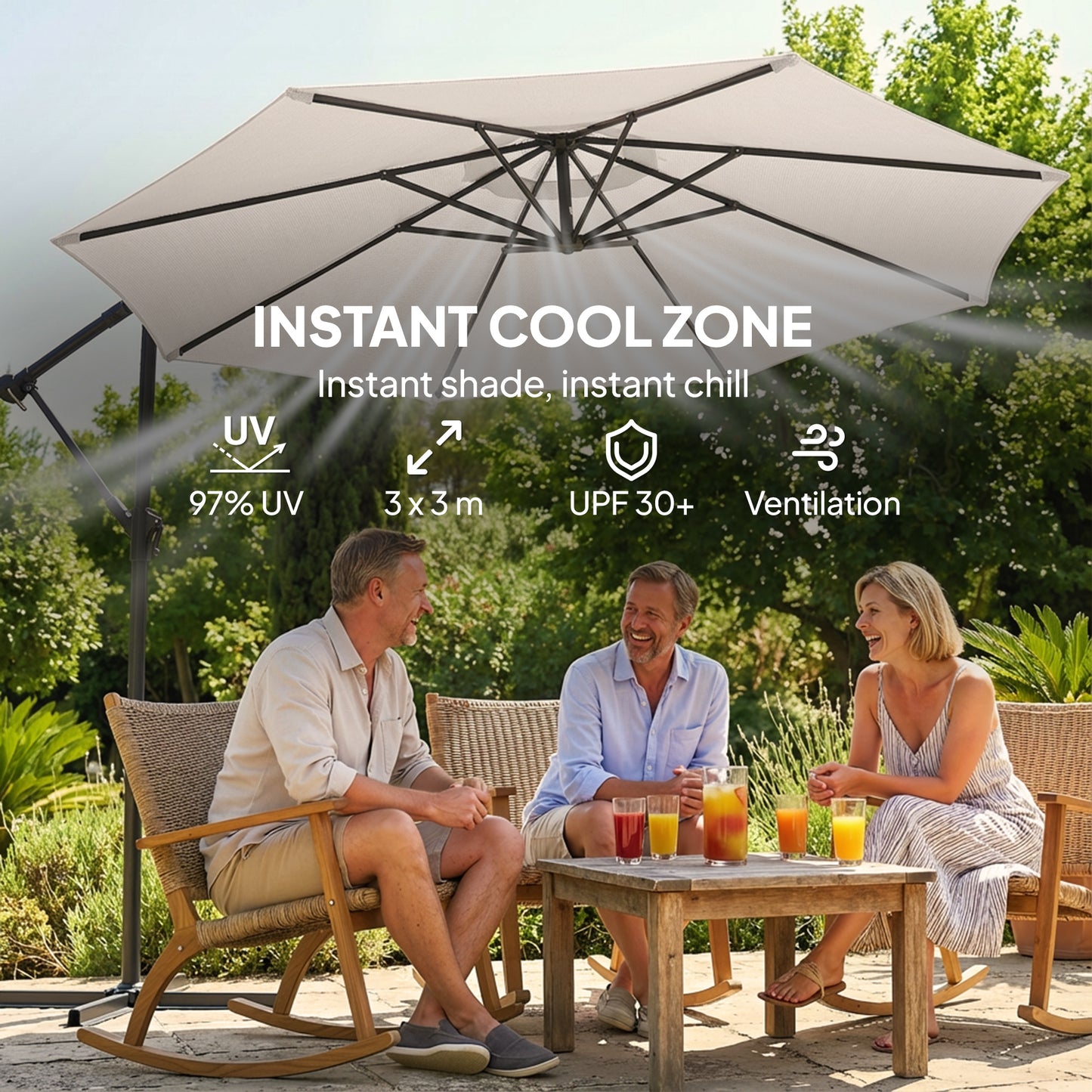 3 m Garden Cantilever Parasol with Cover