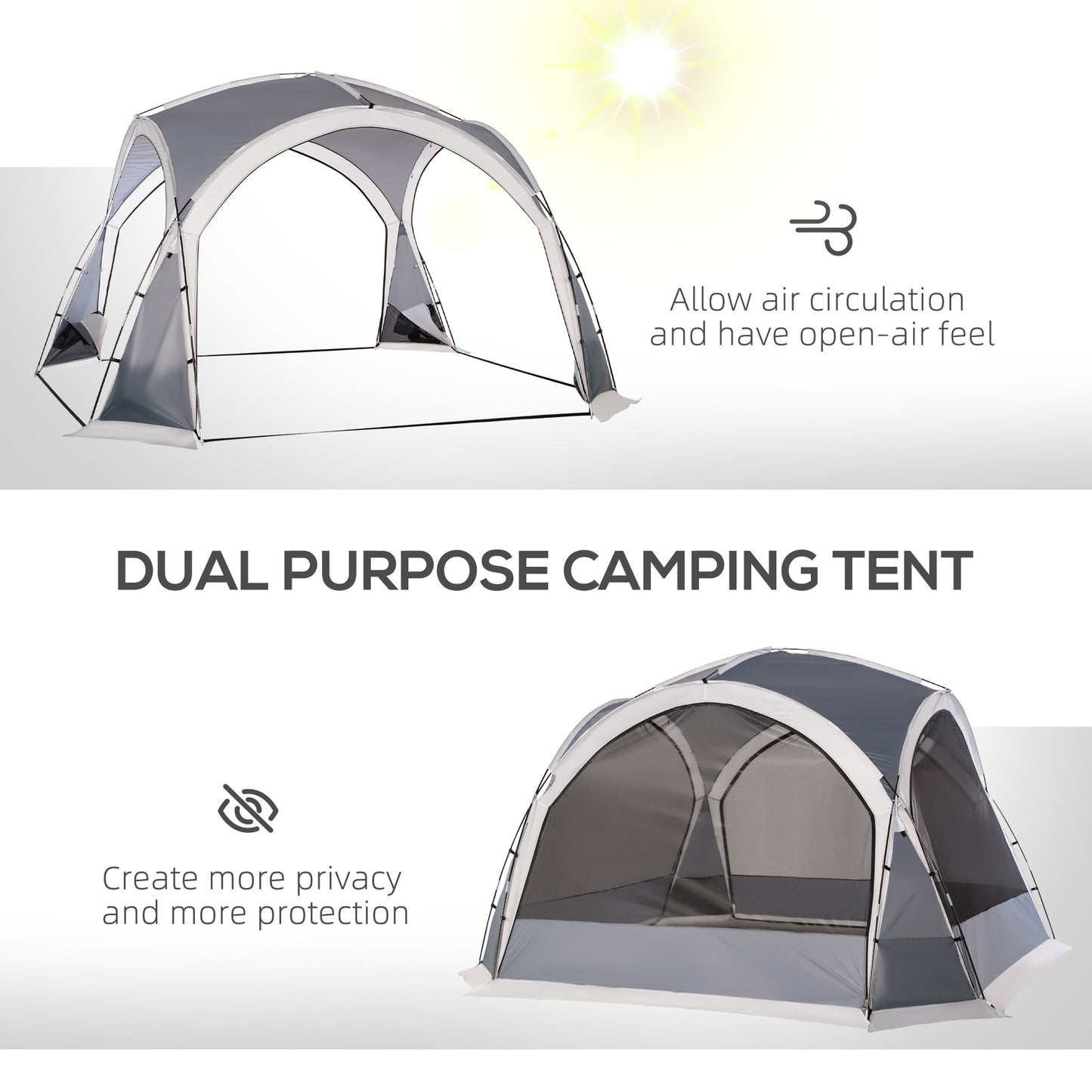 Dome Tent for 6-8 Person, Camping Tent with 4 Zipped Mesh Doors