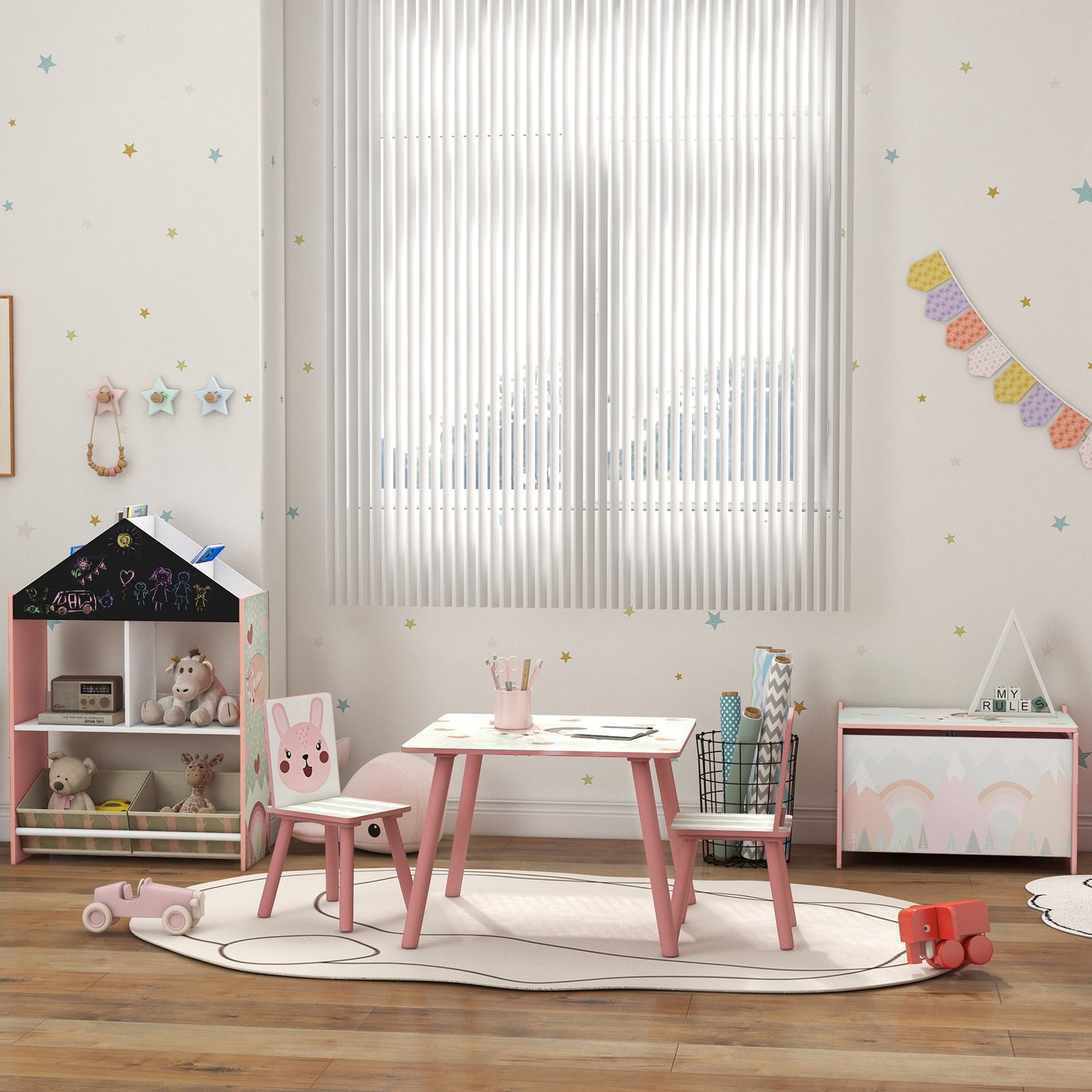 Kids and Table Chairs, Children Desk with Two Chairs