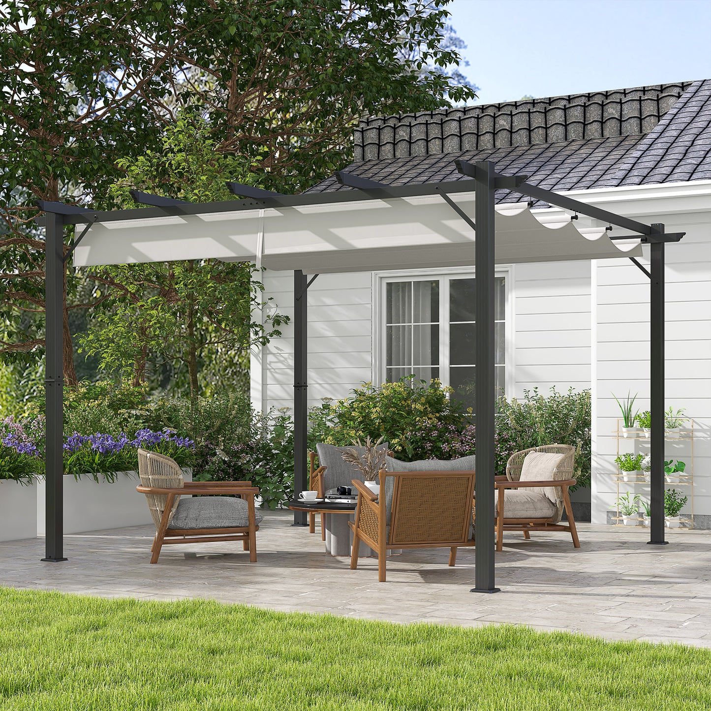 3 x 3(m) Aluminium Pergola Canopy Gazebo Awning Outdoor Garden Sun
