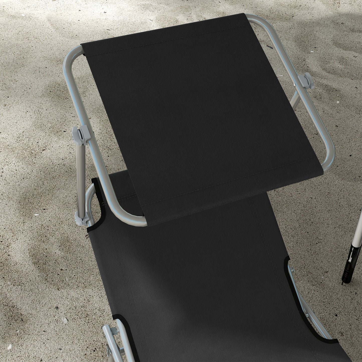 Foldable Sun Lounger Set of 2 with Sun Shade & Adjustable Backrest