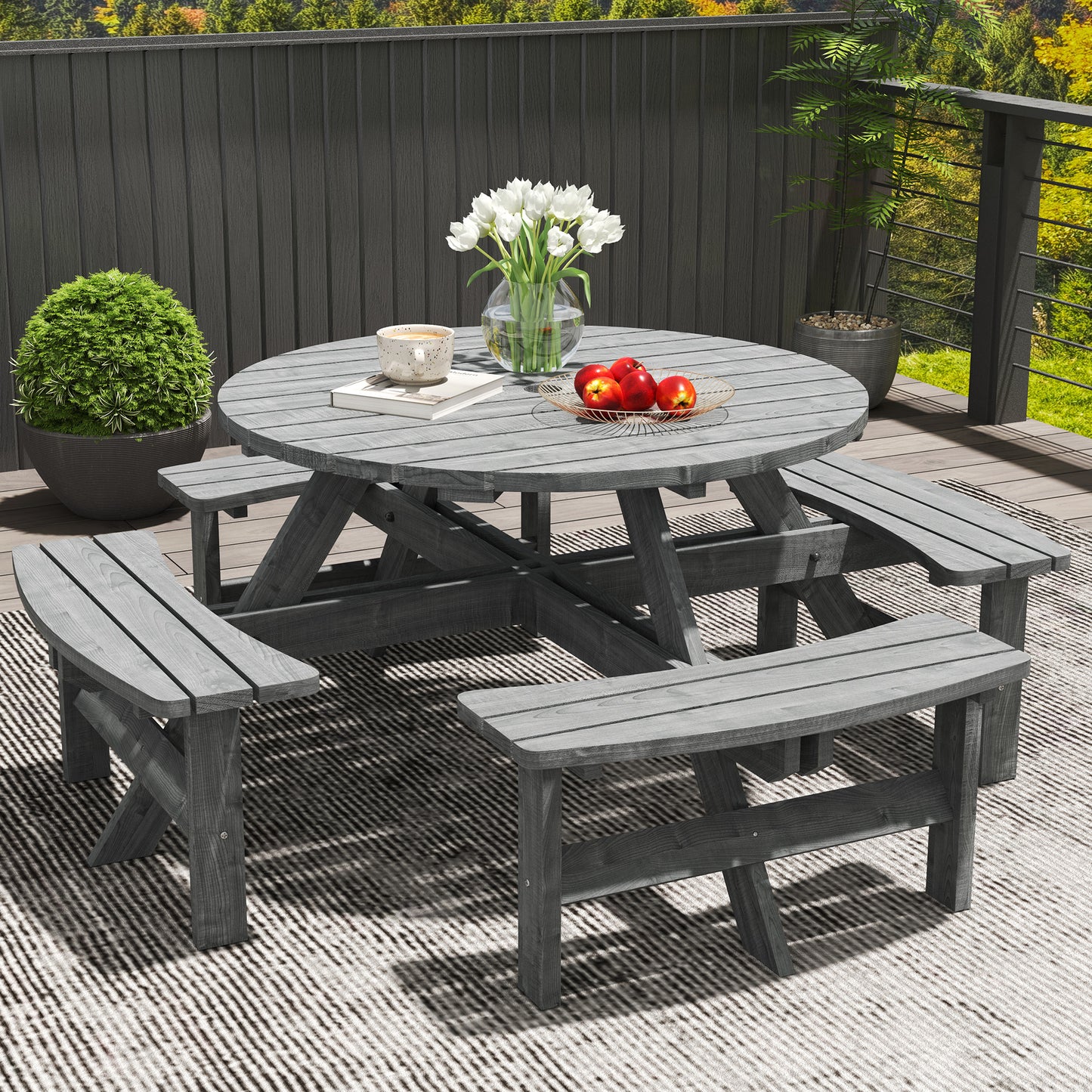 8-Seater Wooden Picnic Set