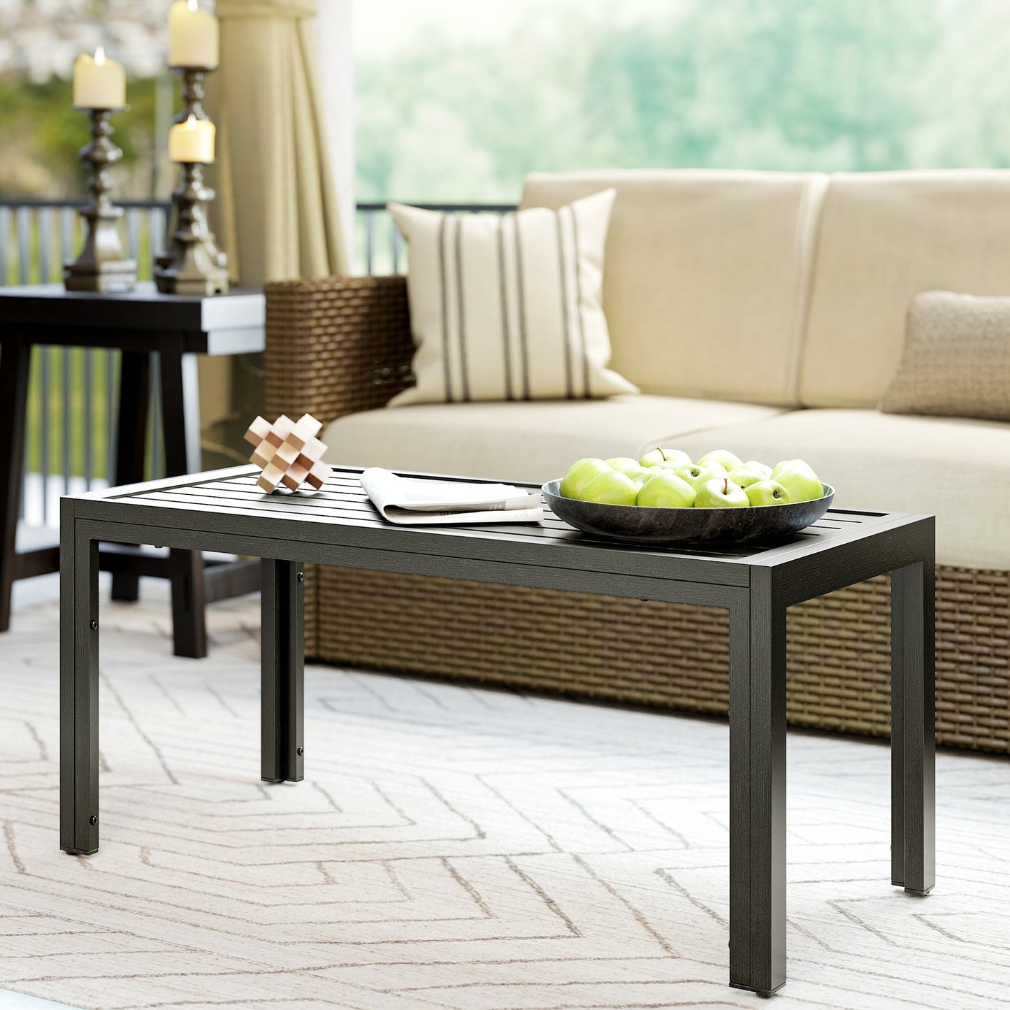 Outdoor Side Table, Rectangular Patio Coffee Side Table