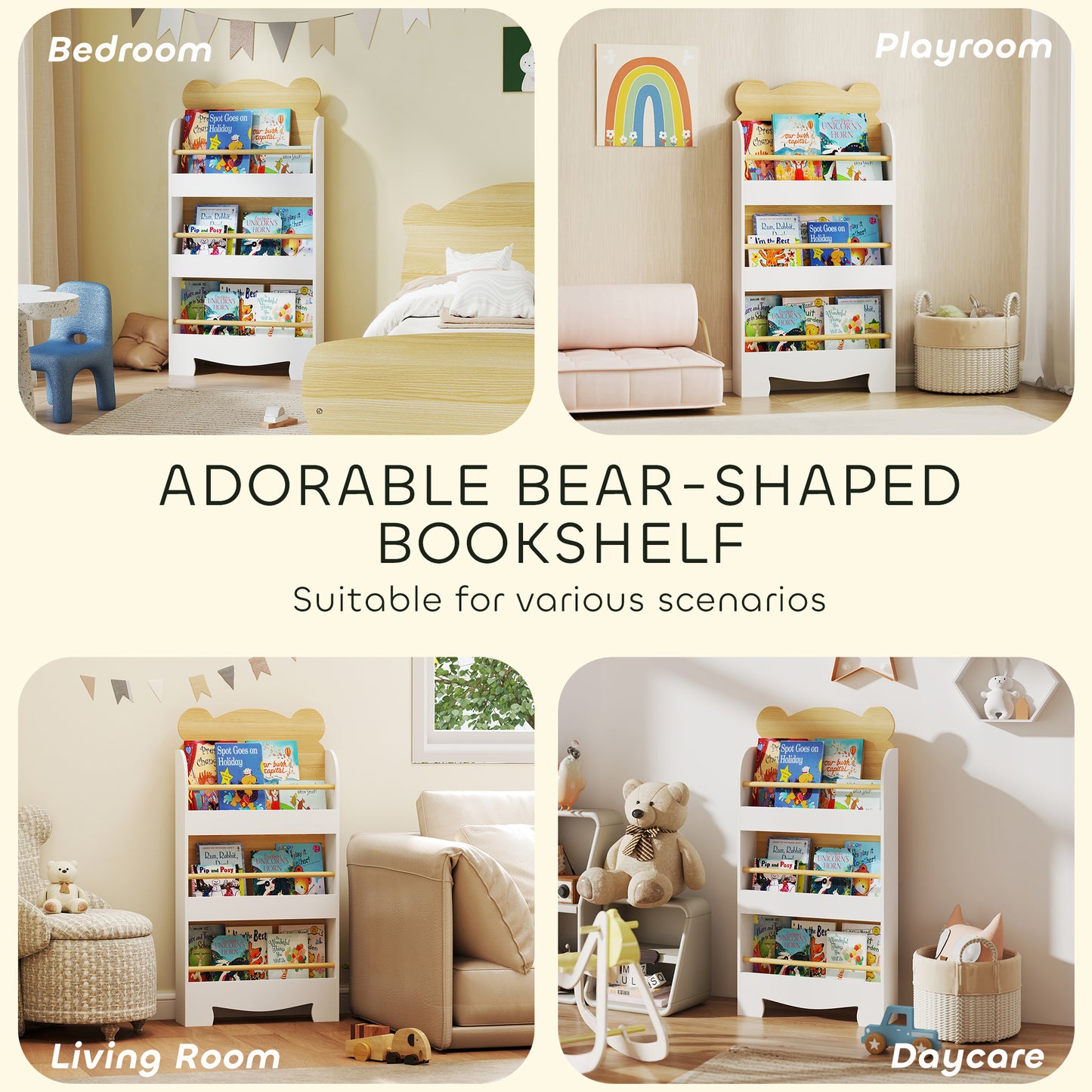 Kids Bookshelf, 3 Tier Children Bookcase