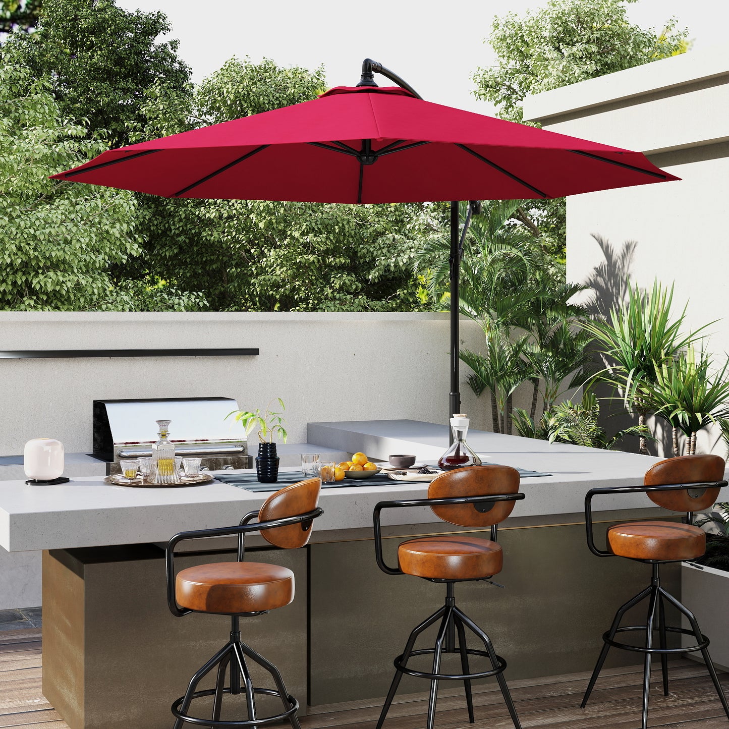 Cantilever Umbrella Parasol Hanging Banana Steel Dark Green 3M Patio