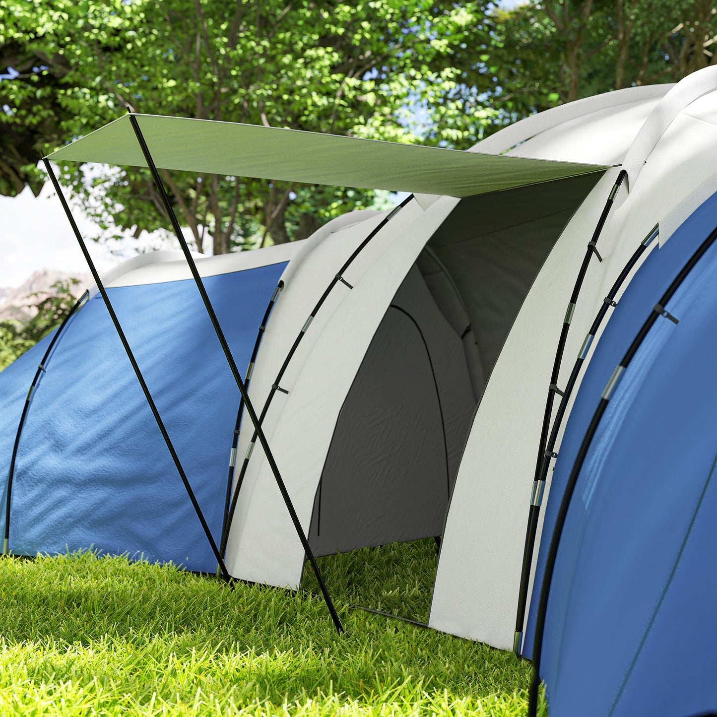 6-9 Man Tent with Bedrooms and Living Room, Accessories Included
