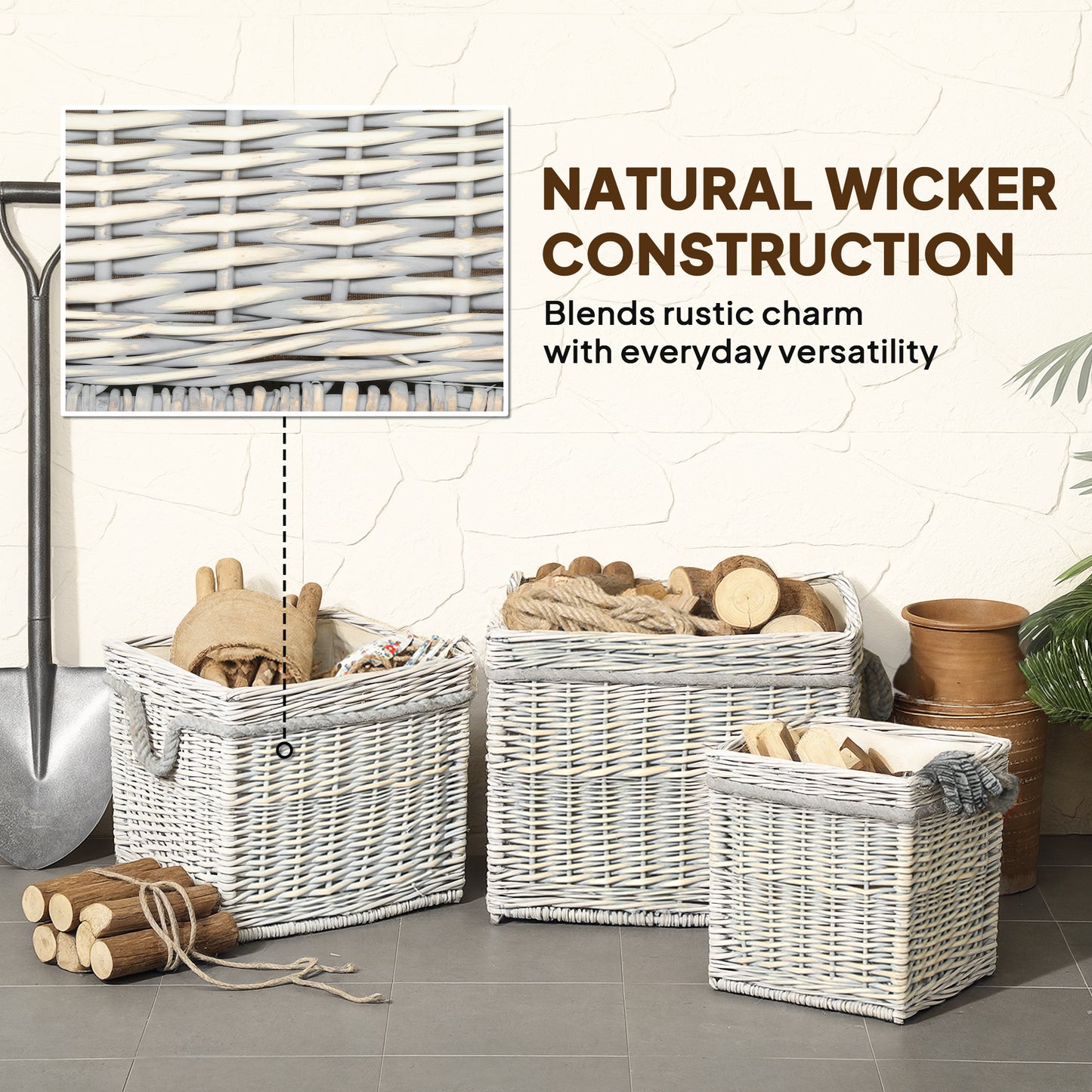 Set of 3 Log Baskets for Wood Burner Indoor