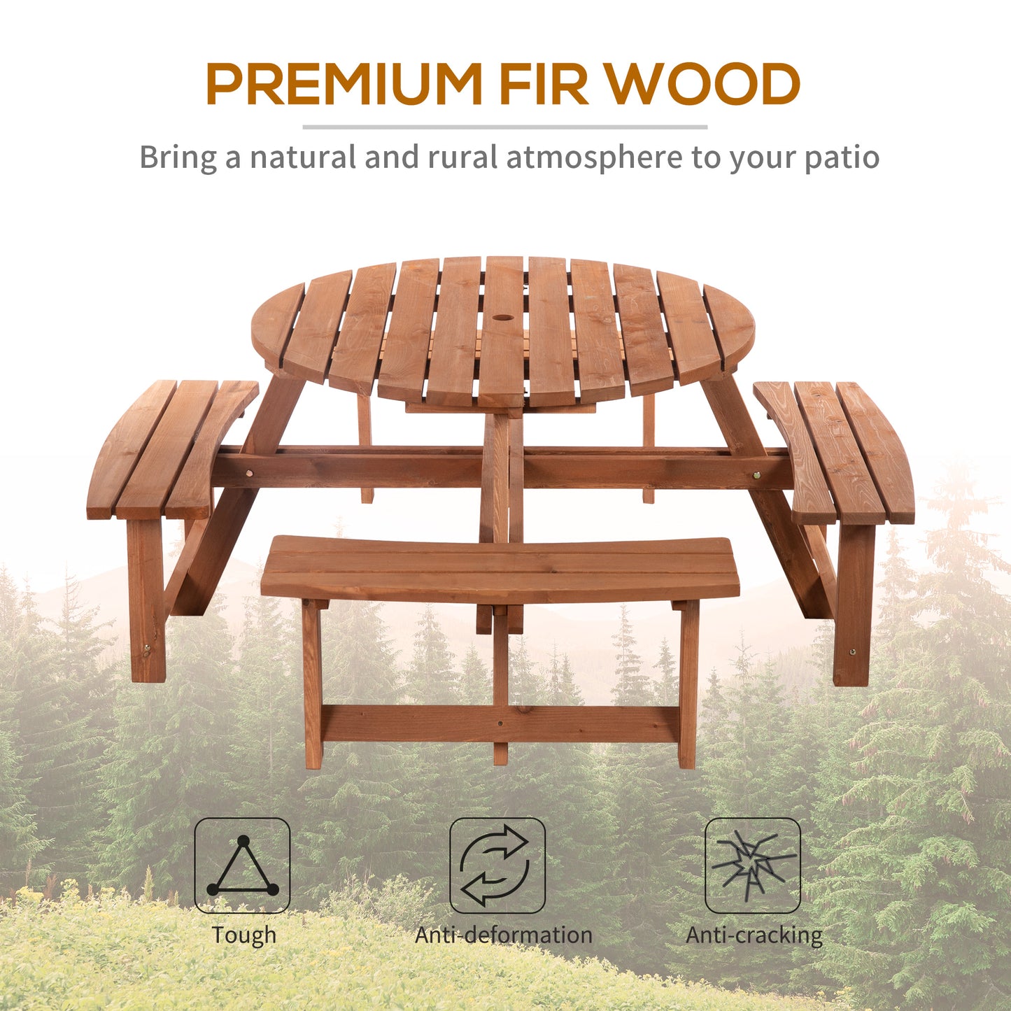 8-Seater Wooden Picnic Set