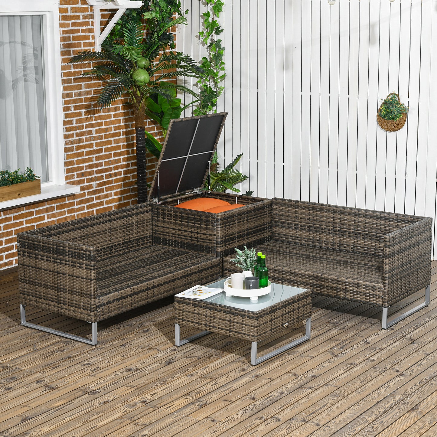 4 Piece Rattan Garden Furniture Set