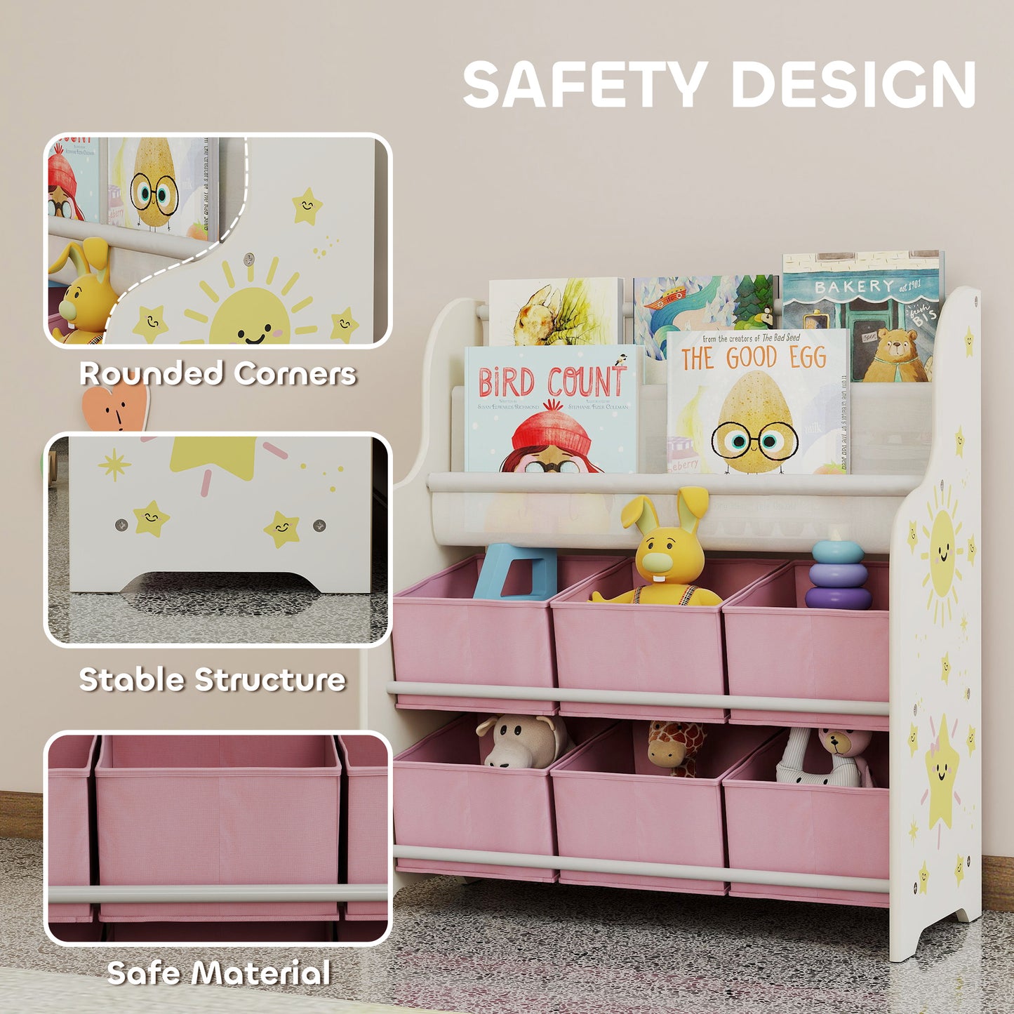 Kids Storage Unit, Toy Organiser with 6 Fabric Drawers