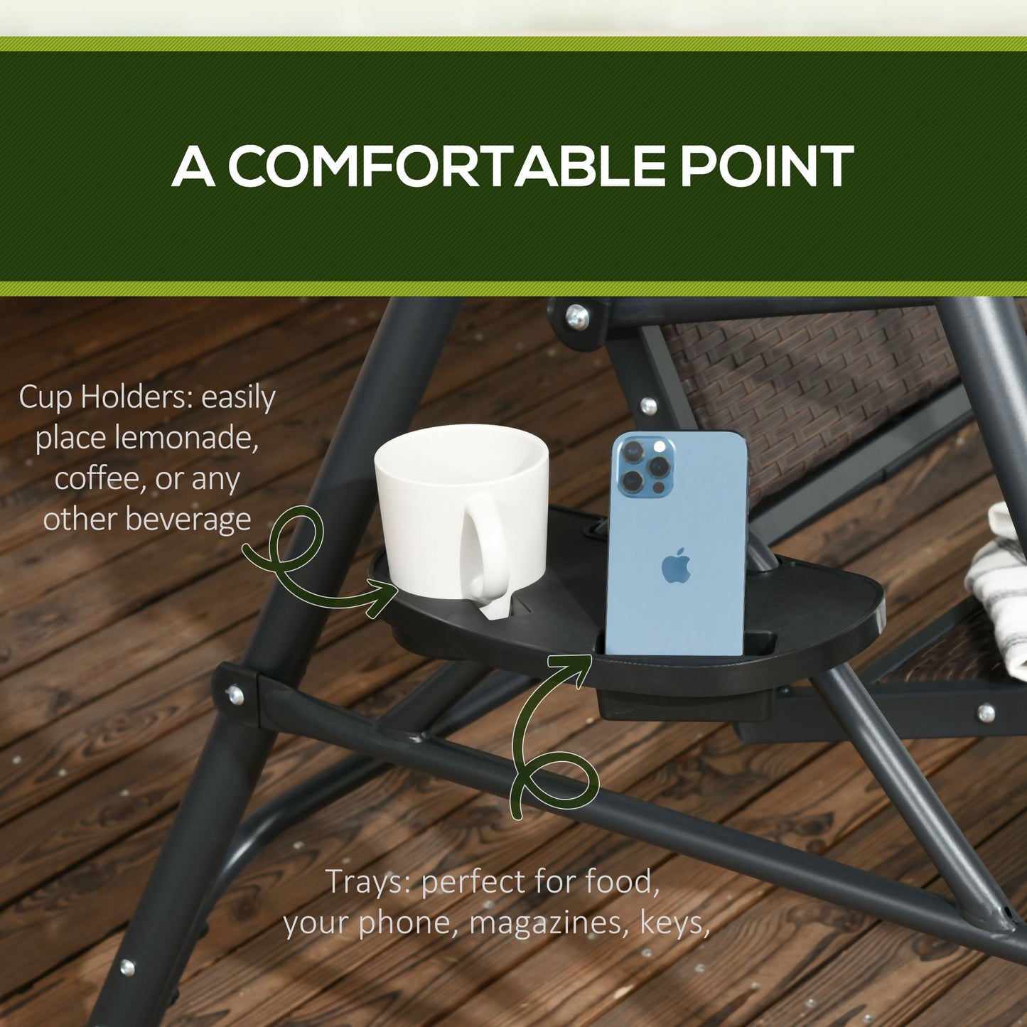 3 Seater Swing Chair, Garden Swing Seat Bench with Adjustable Canopy