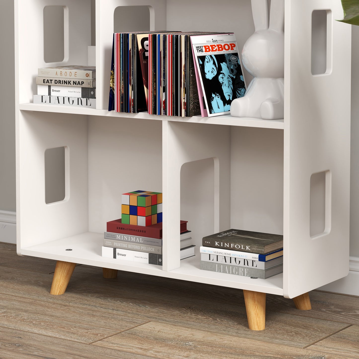 Three-Tier Toy Storage Shelf, Kids Bookcase, with Six Cubes