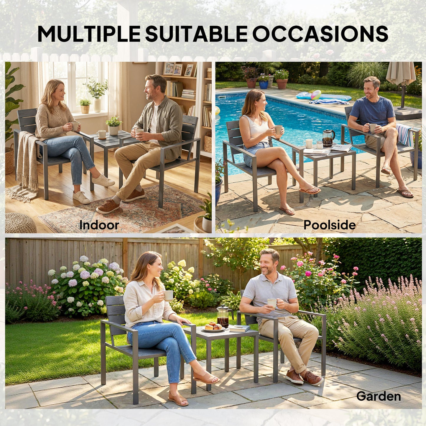 3 Pieces Garden Bistro Set for 2