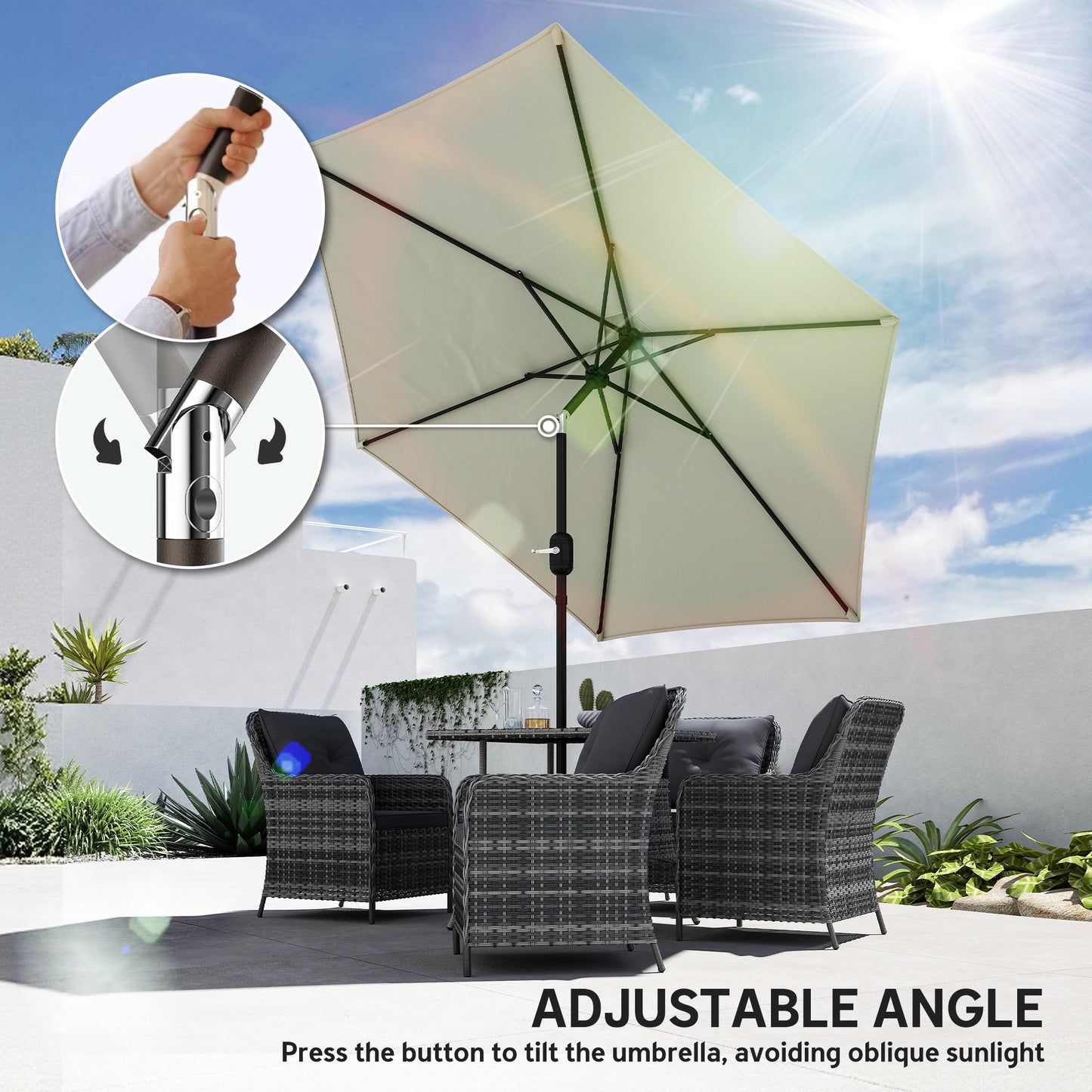 2.6 m Garden Parasol Umbrella with Aluminium Pole (2)