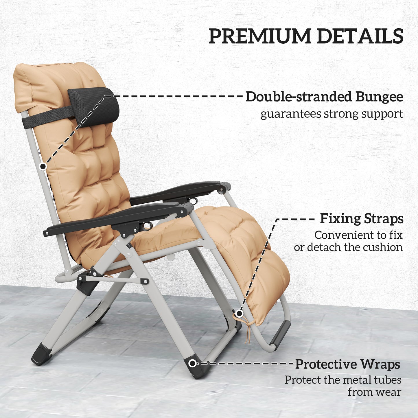 2 Piece Reclining Zero Gravity Sun Loungers with Cushions