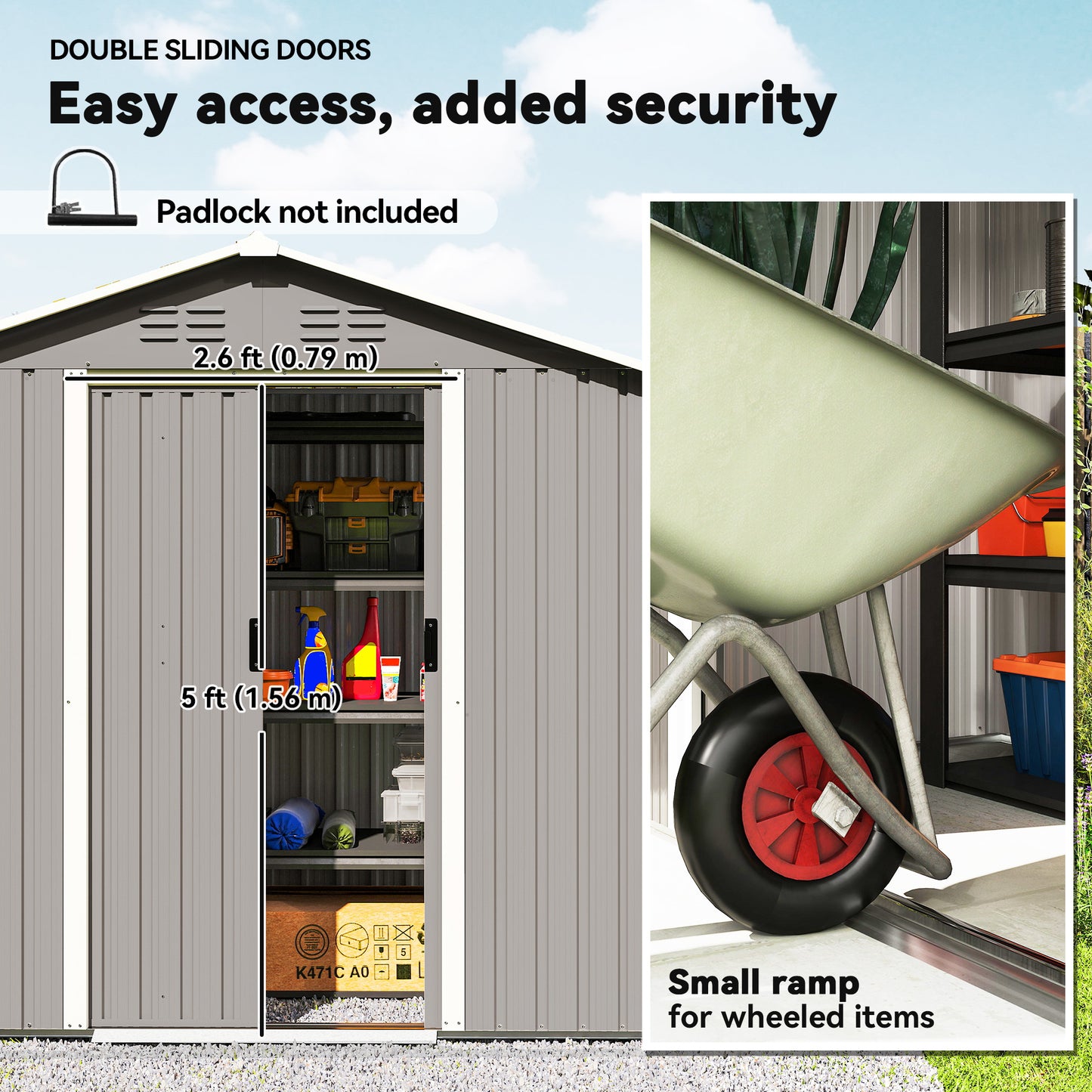 6.5 x 3.5ft Metal Garden Storage Shed