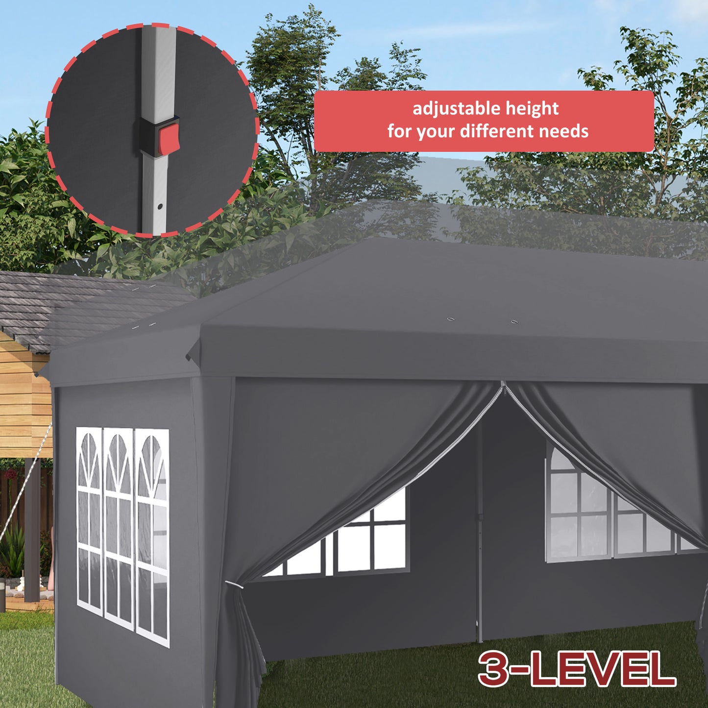 Outsunny 3 x 6 m Garden Pop Up Gazebo, Wedding Party Tent Marquee