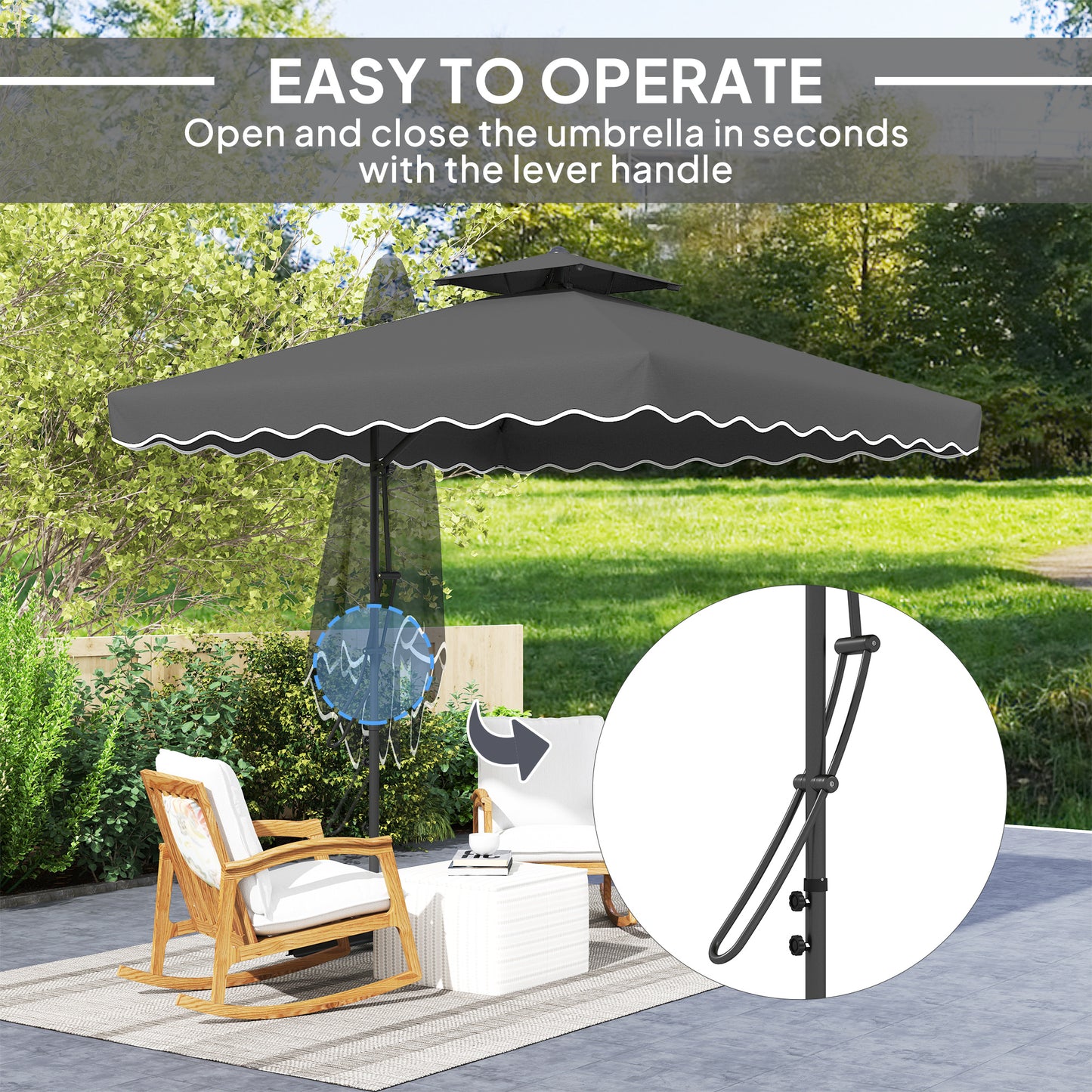 2.5m Cantilever Parasol with Easy Lever