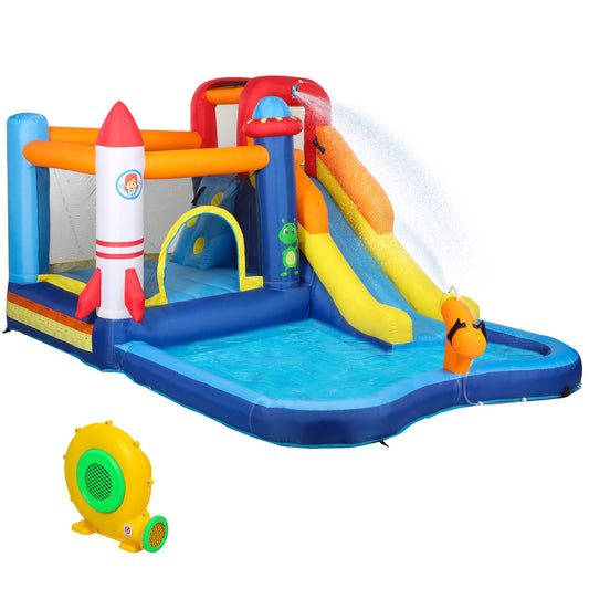 5 in 1 Bouncy Castle for Children with 550W Blower, Water Slide