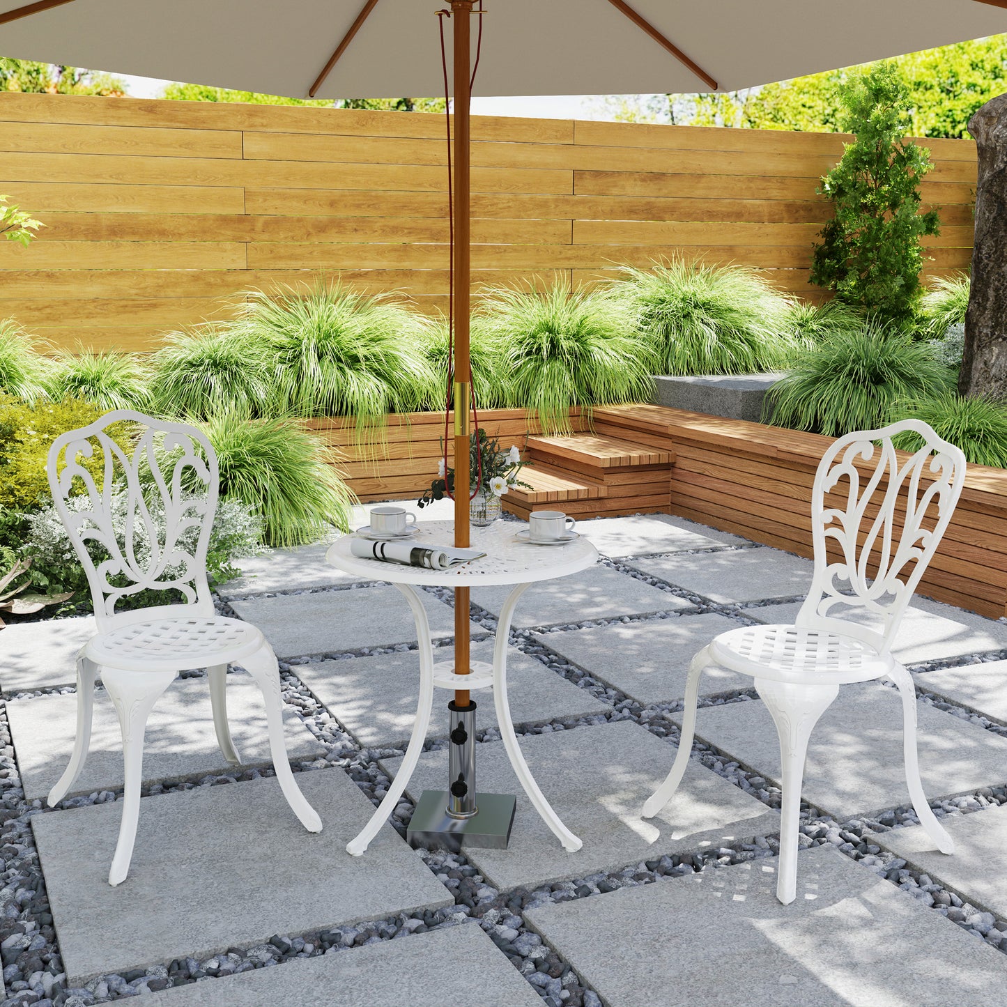 3 Piece Garden Bistro Set, Cast Aluminium Outdoor Furniture Set