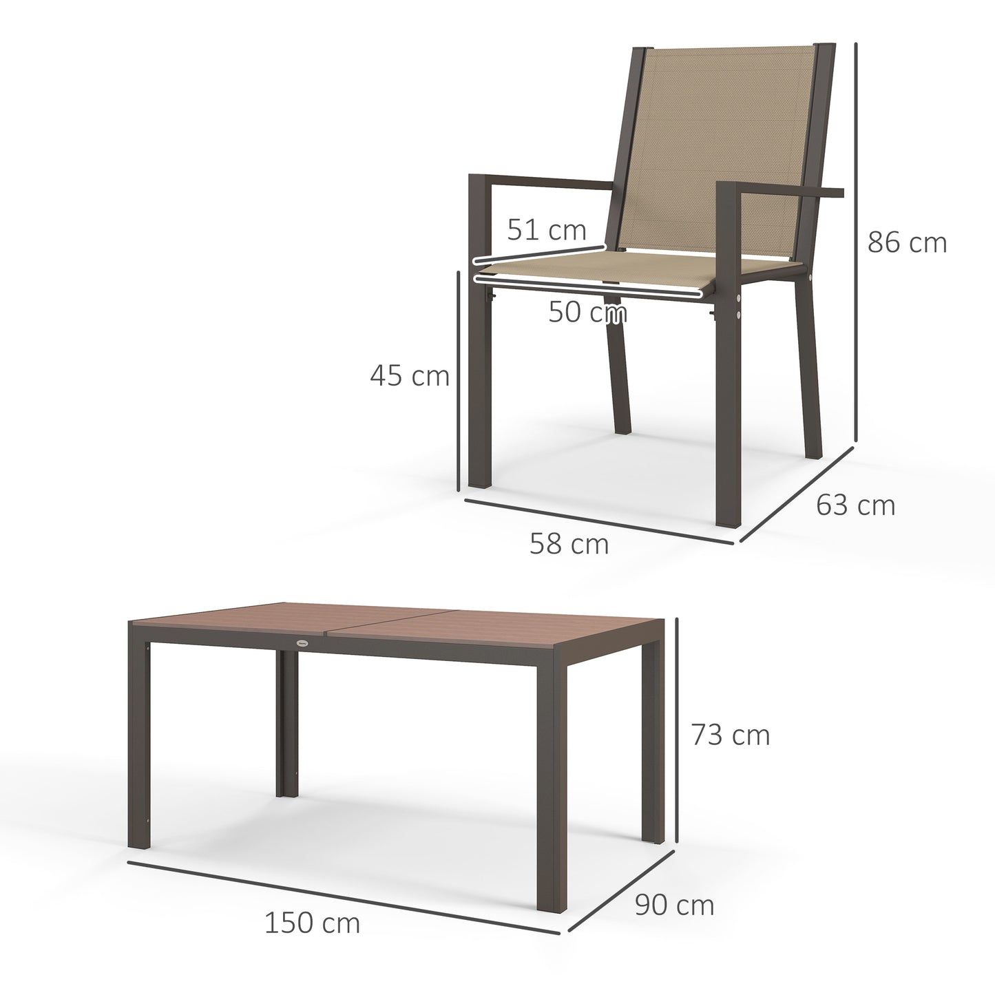 Seven-Piece Garden Dining Set, with Plastic Wood-Top Table