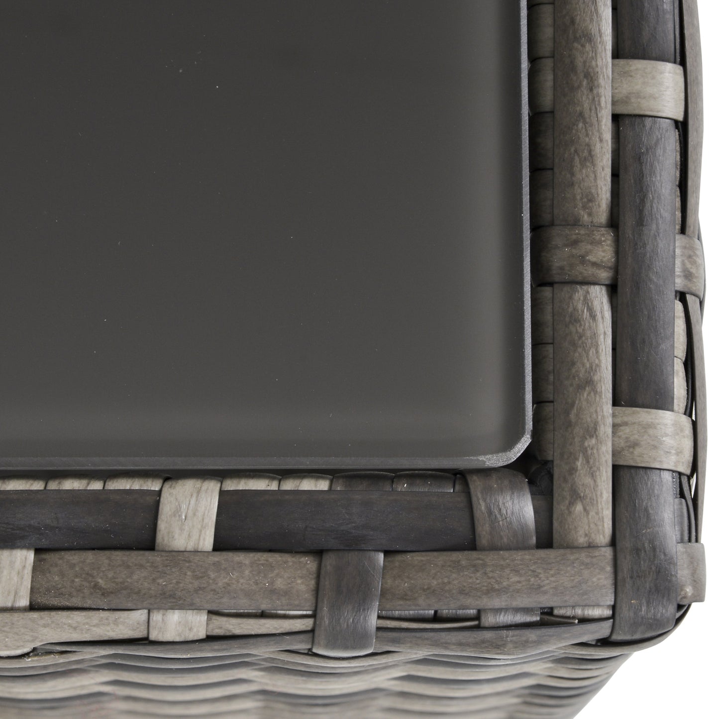 Square PE Wicker Rattan Table with Glass Top