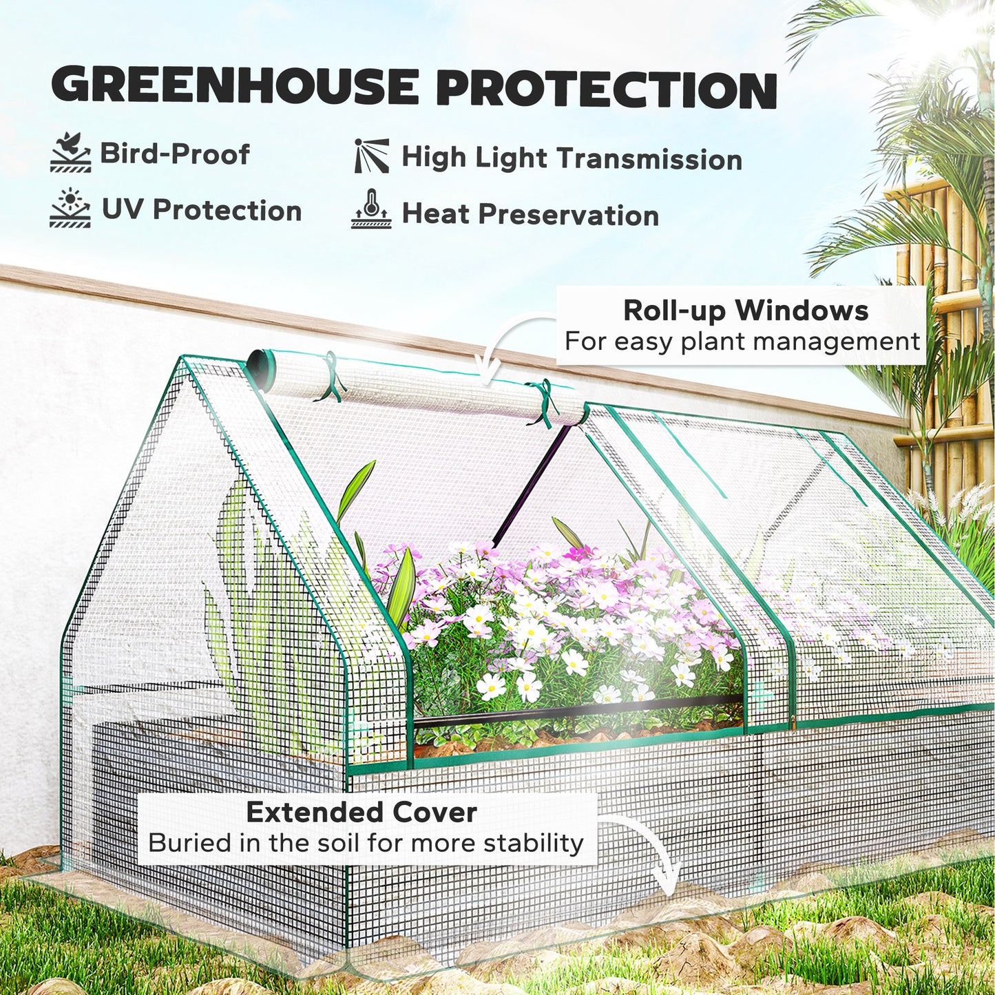 Metal Planter Box with Cover, Raised Garden Bed with Greenhouse (1)