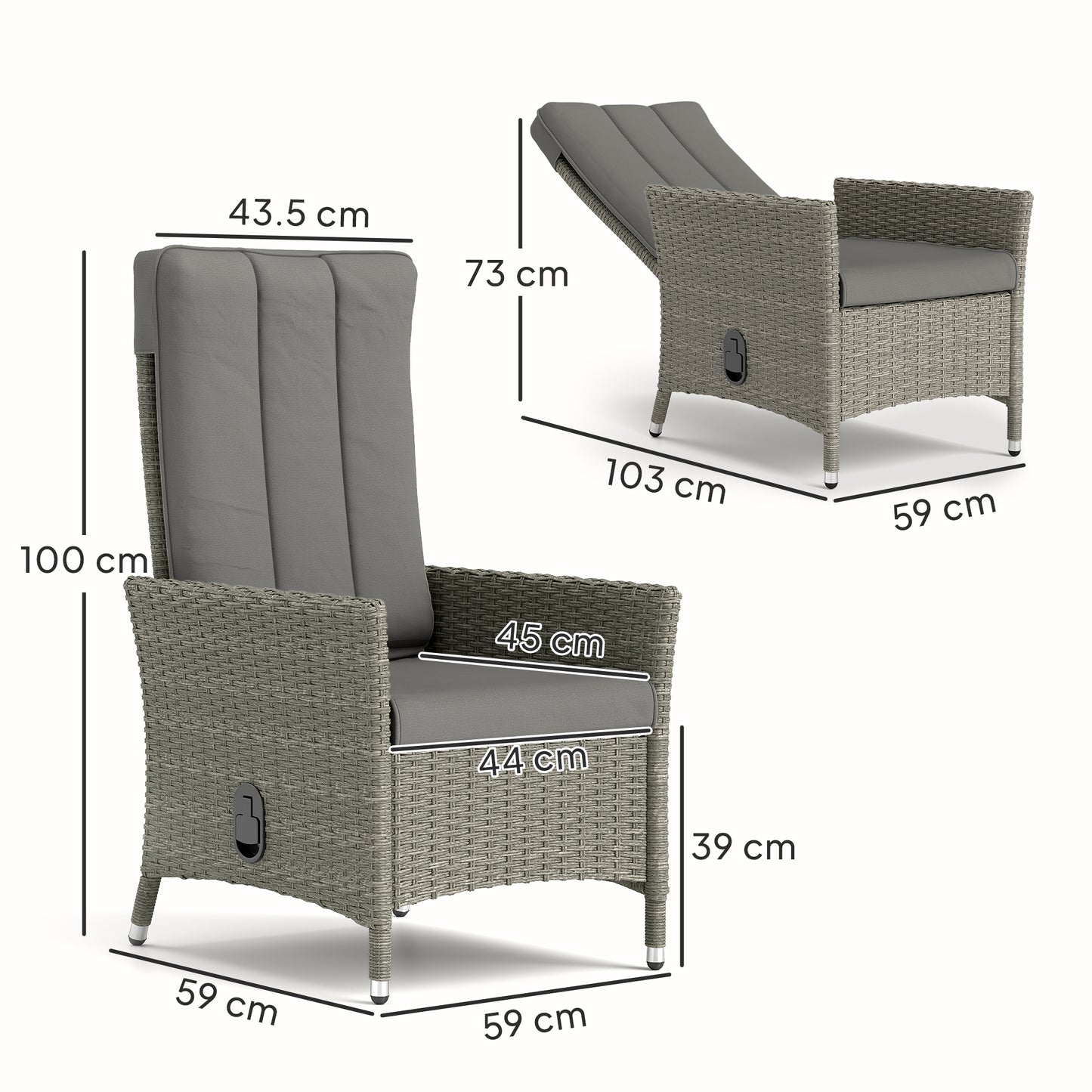 105°-150° Reclining Rattan Chair