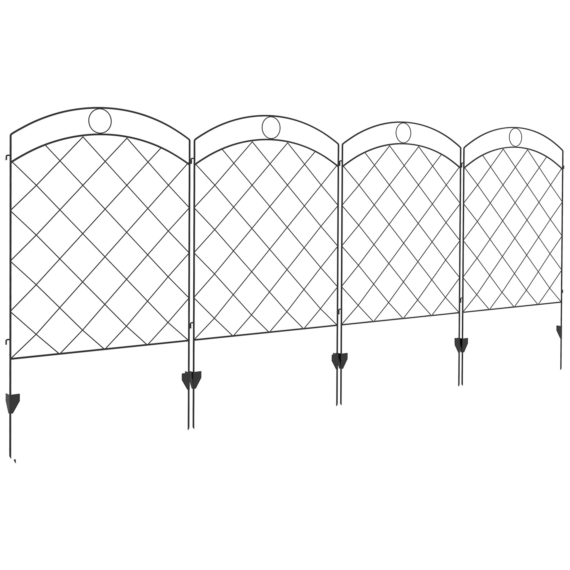 Steel Decorative Outdoor Picket Fence Panels Set of 4