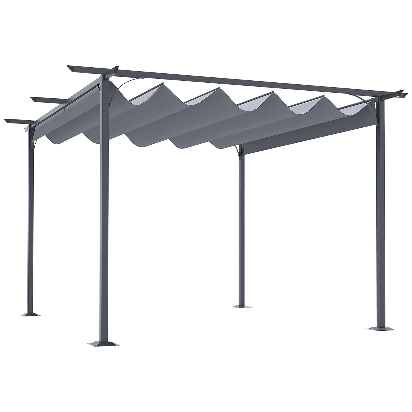 3.5M X 3.5M Metal Pergola Gazebo Awning Retractable Canopy Outdoor