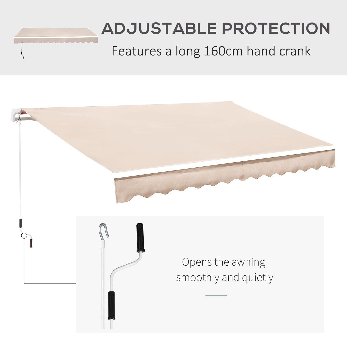Manual Retractable Awning, 3x2.5 m-Ivory