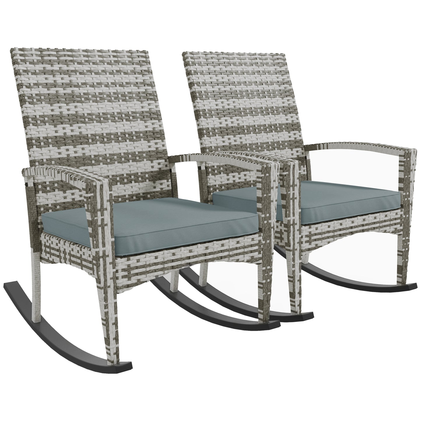 Outdoor PE Rattan Rocking Chair Set of 2