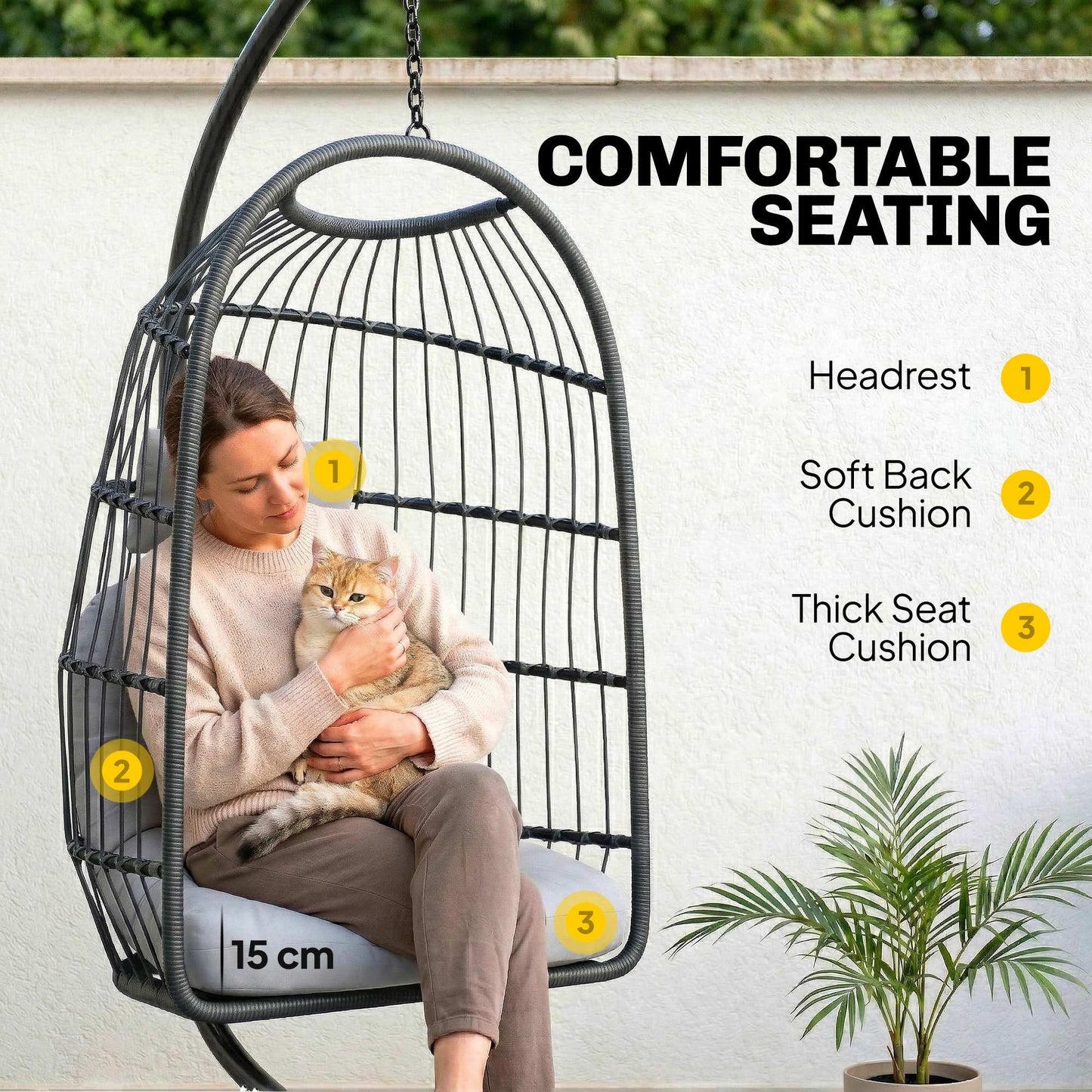 Hanging Egg Chair, Indoor Outdoor Hammock Swing Chair with Stand (1)