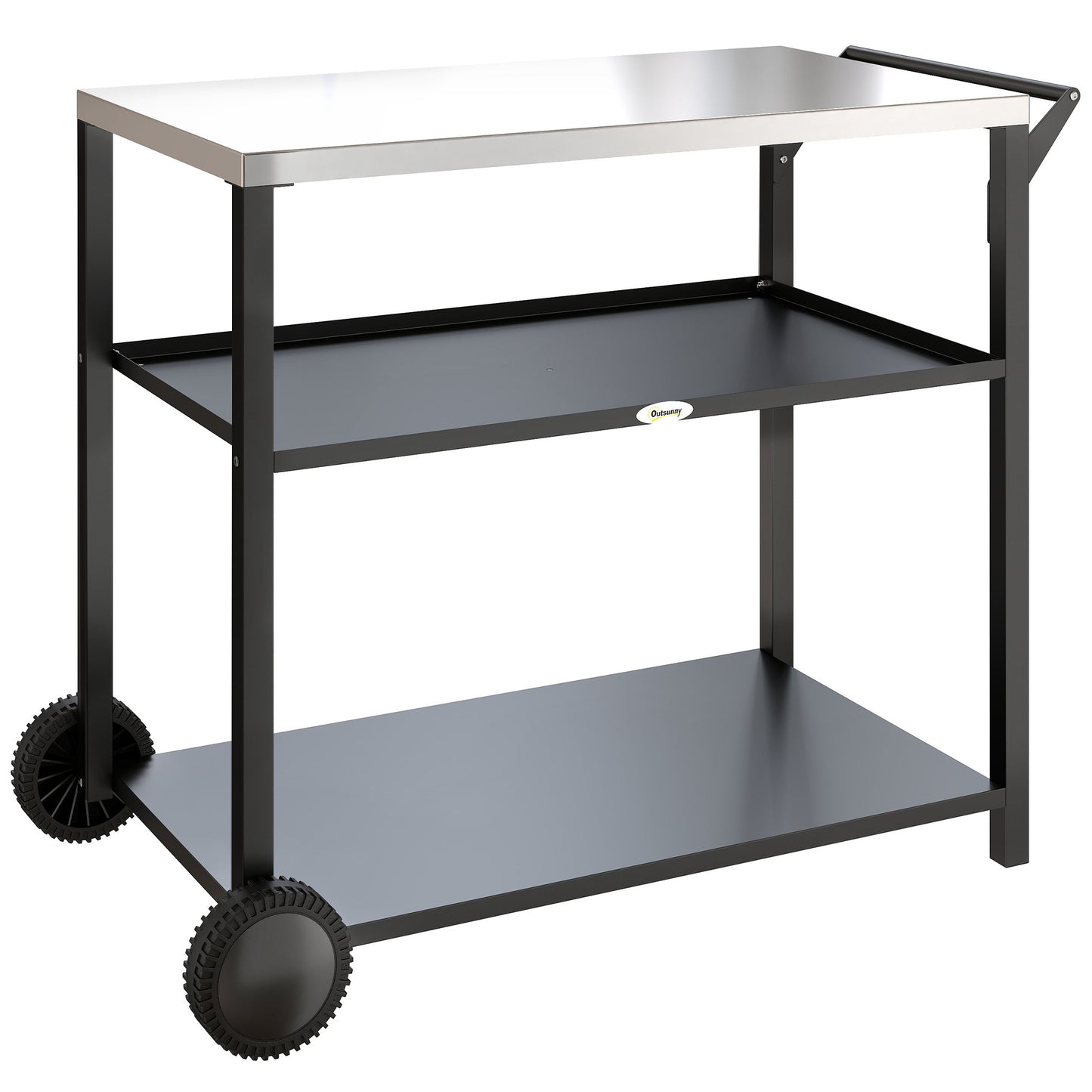 Outdoor Grill Cart with Stainless Steel Tabletop for Kitchen Prep