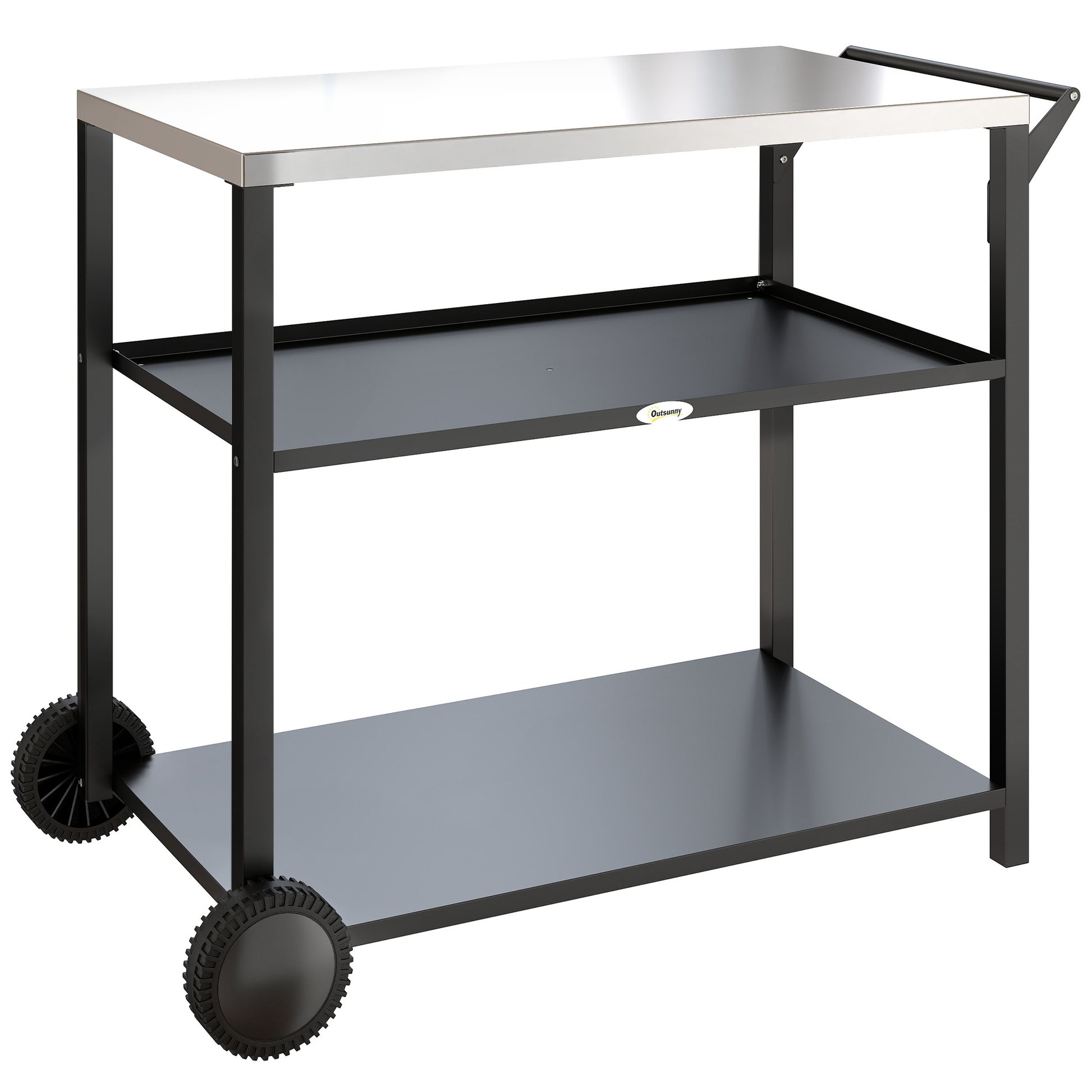 Outdoor Grill Cart with Stainless Steel Tabletop for Kitchen Prep