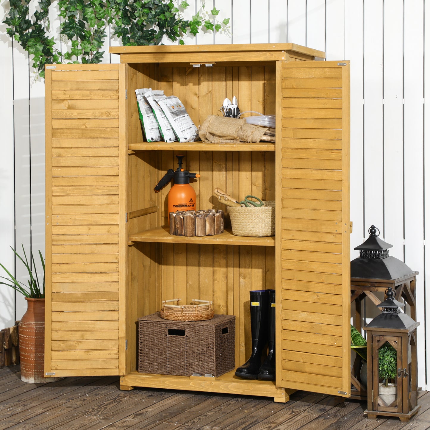 Wooden Garden Storage Shed, Compact Utility Sentry Unit