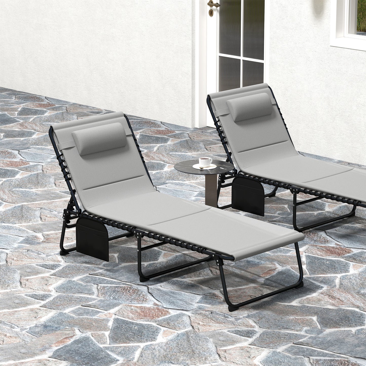 Set of Two Reclining Sun Loungers (2)
