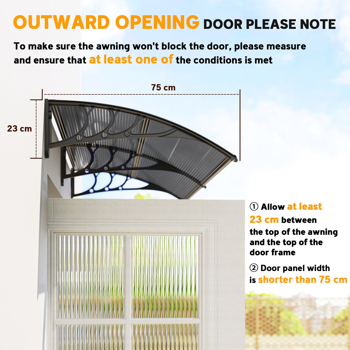 Front Door Canopy Outdoor Awning Aluminium Rigid Plastic (1)